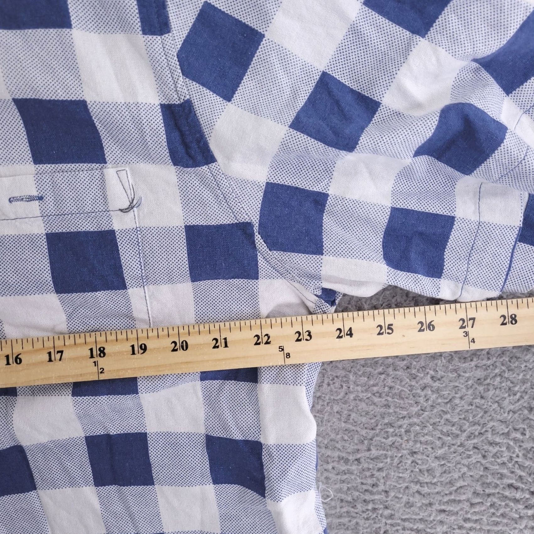 Vintage Trust Shirt XL Blue Linen Short Sleeve Button Windowpane Check Mens Size US XL / EU 56 / 4 - 6 Thumbnail