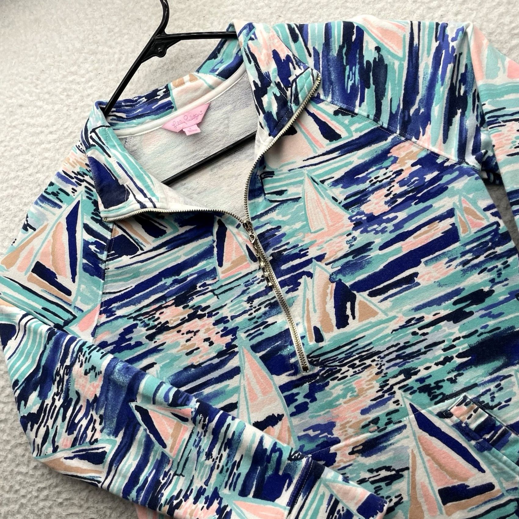 Lilly Pulitzer Lilly Pulitzer Sweater Womens Small S Sailboats Popover Half Zip Preppy Size S / US 4 / IT 40 - 2 Thumbnail