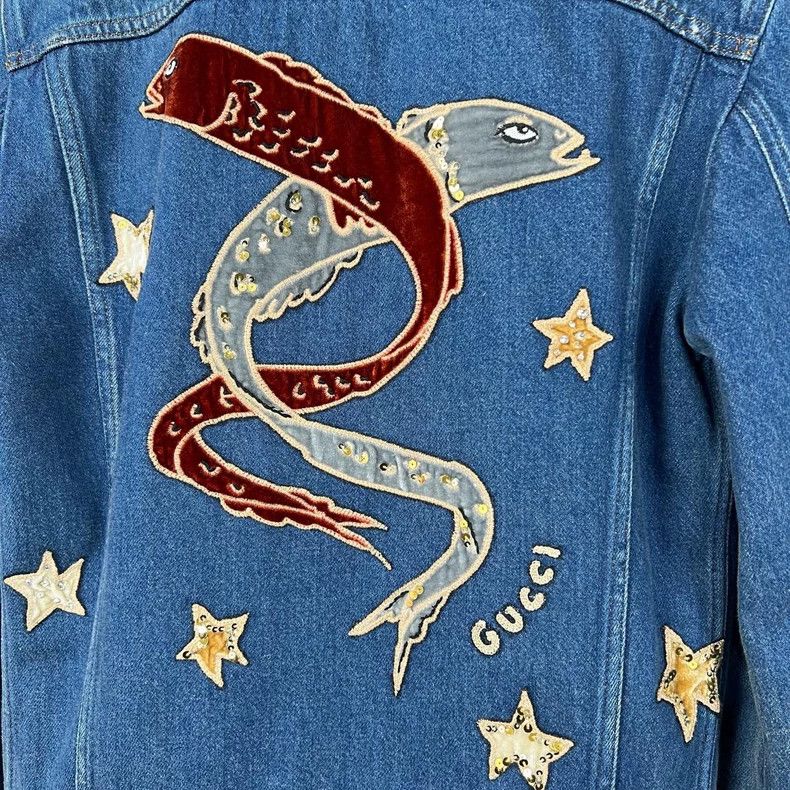 Gucci Gucci Constellation embroidered letter denim jacket 2504-Ne Size US XS / EU 42 / 0 - 5 Thumbnail