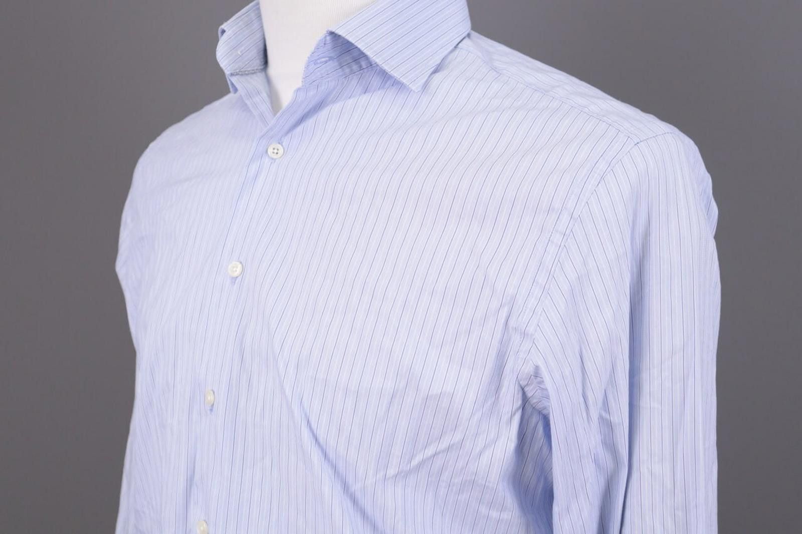 Designer Hackett London Classic Fit Pinstripe Blue Shirt Size 39 Size US M / EU 48-50 / 2 - 9 Thumbnail