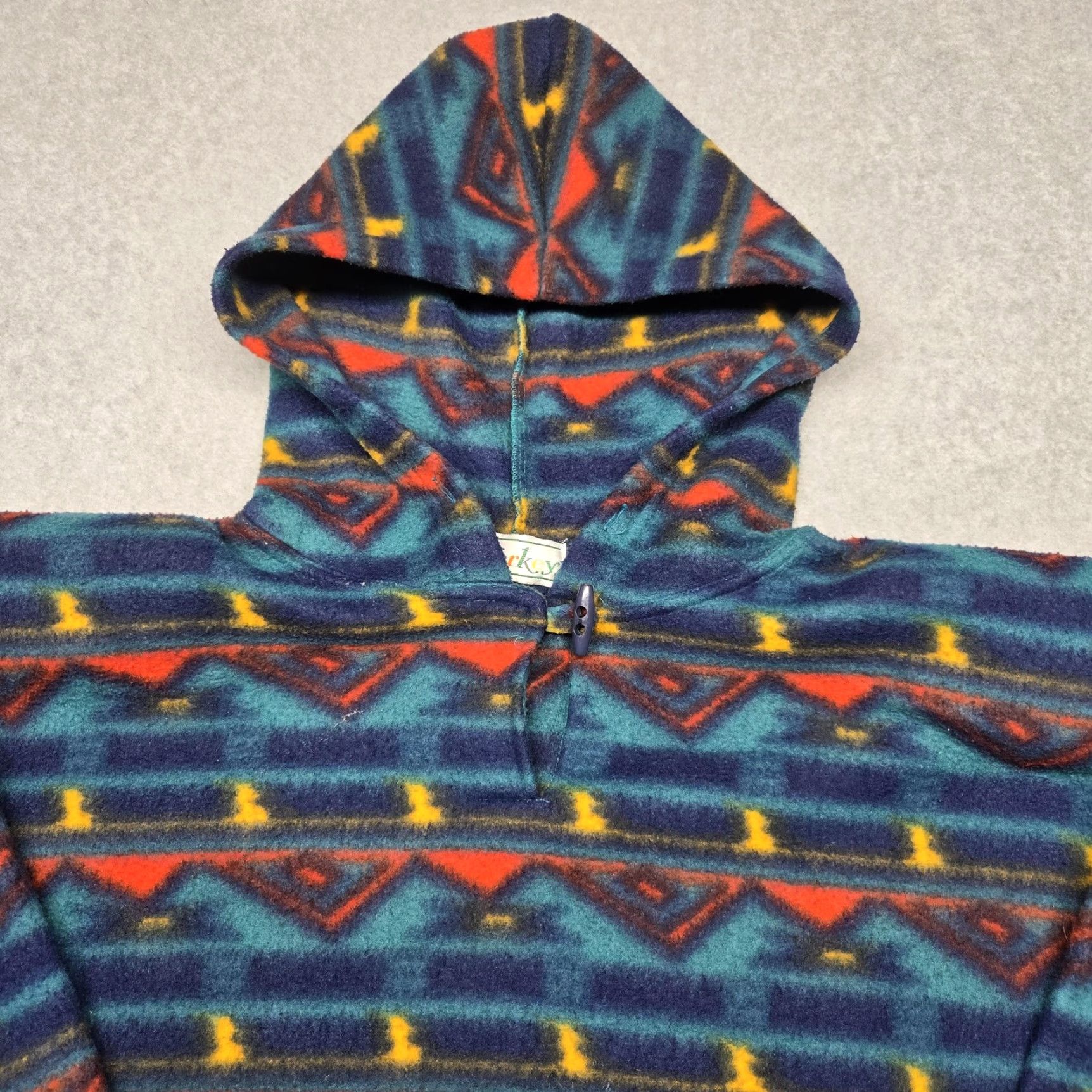 Vintage VINTAGE Malarkey Pullover Hoodie Mens Large Blue Fleece Aztec Pattern Hooded Drawstring Geometric Pattern Mens Size US M / EU 48-50 / 2 - 3 Thumbnail