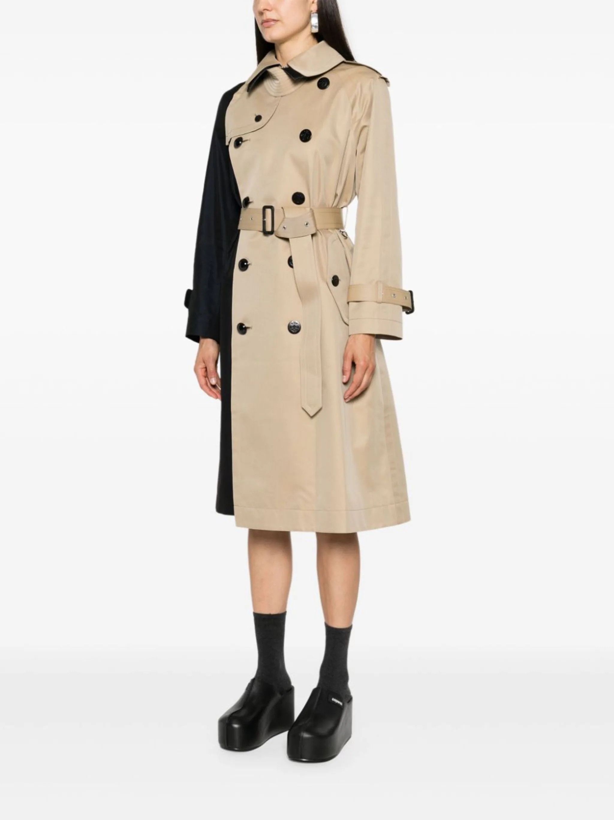 Sacai o1s22i1n0924 Gabardine Trench Coat in Black/Beige Size M / US 6-8 / IT 42-44 - 3 Thumbnail