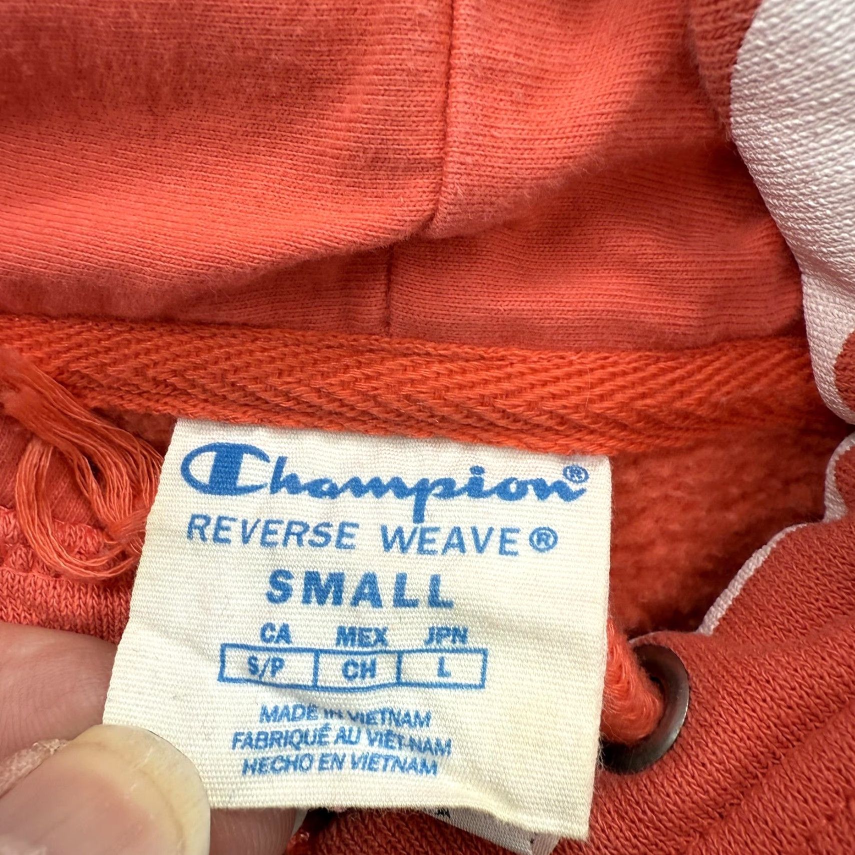Champion Champion Hoodie Mens Small Coral White Reverse Weave Allover Big Logo Script Size US S / EU 44-46 / 1 - 3 Thumbnail