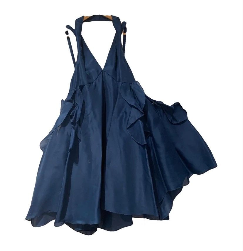 image of YVES Saint Laurent - Blue Silk Organza Dress, Women's (Size Medium)