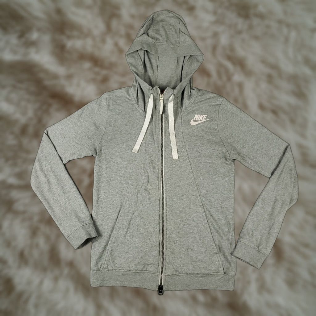 Nike Nike Sweater Hoodie Women Size Small Gray Full Zip Pockets Swoosh Sweatshirt - Casual Workwear Size S / US 4 / IT 40 - 1 Thumbnail