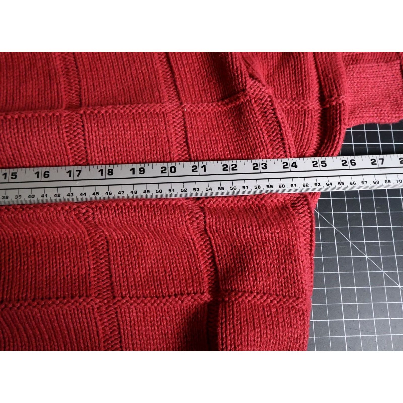 Vintage VINTAGE Lord Jeff Sweater Men XL Red Crewneck Textured Knit Heavyweight Cotton Grid Check Pullover 80s Retro Hipster Preppy Size US XL / EU 56 / 4 - 5 Thumbnail