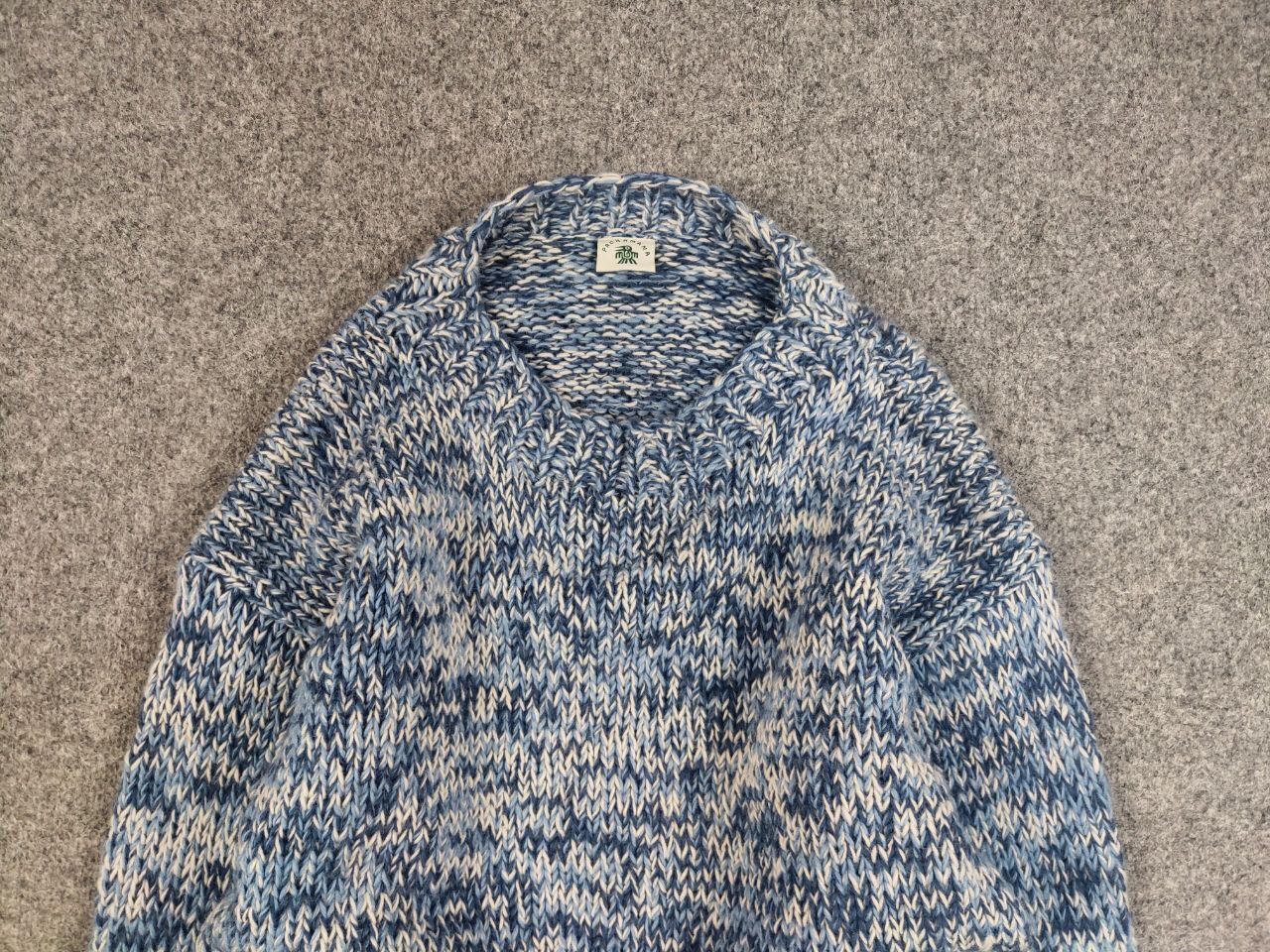 Designer Pachamama Design Handmade Knit Wool Blue Pullover Sweater Size US L / EU 52-54 / 3 - 8 Thumbnail