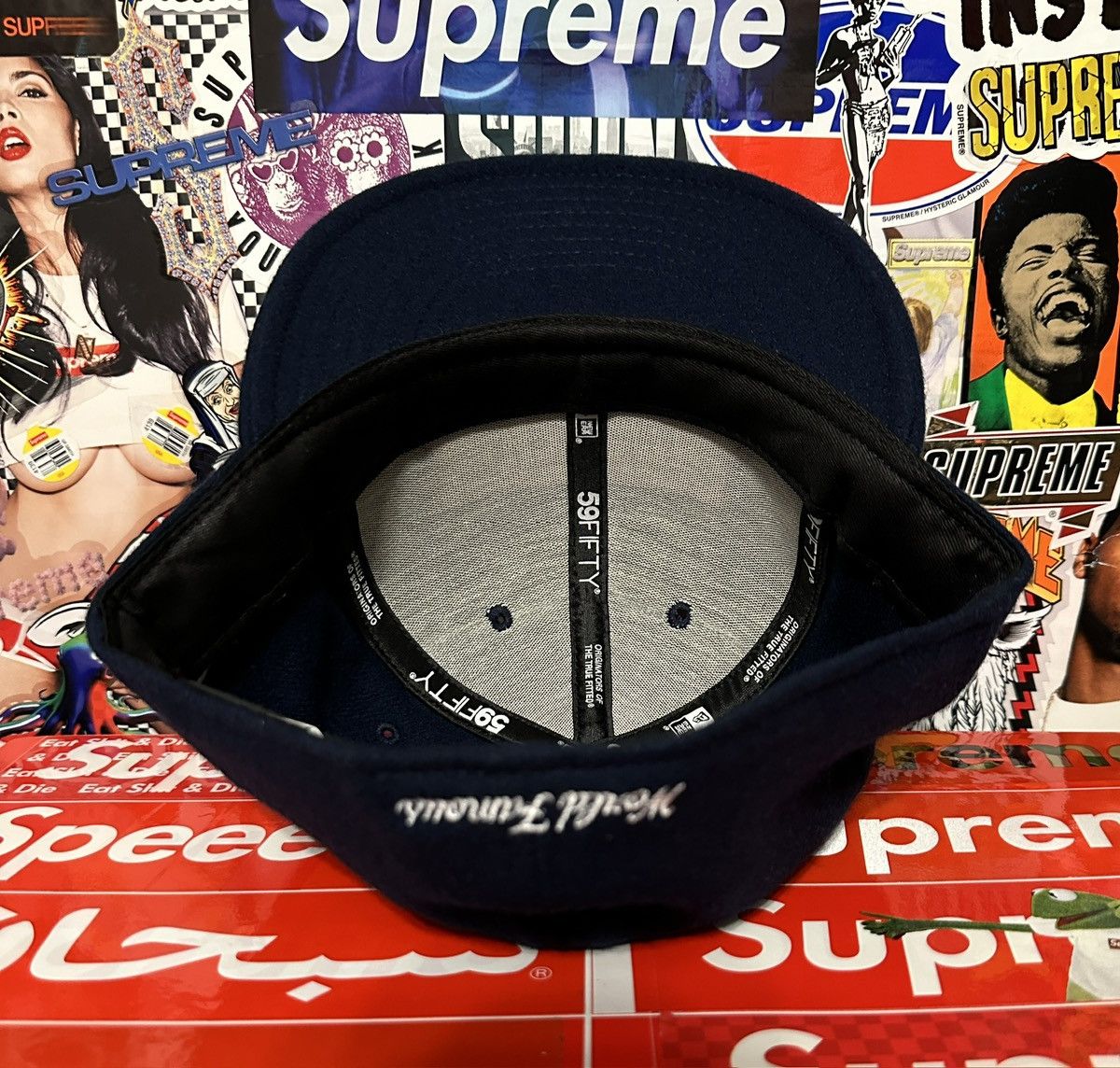 FW10 DS Supreme New Era Woolrich Box Logo Fitted Hat Navy 8