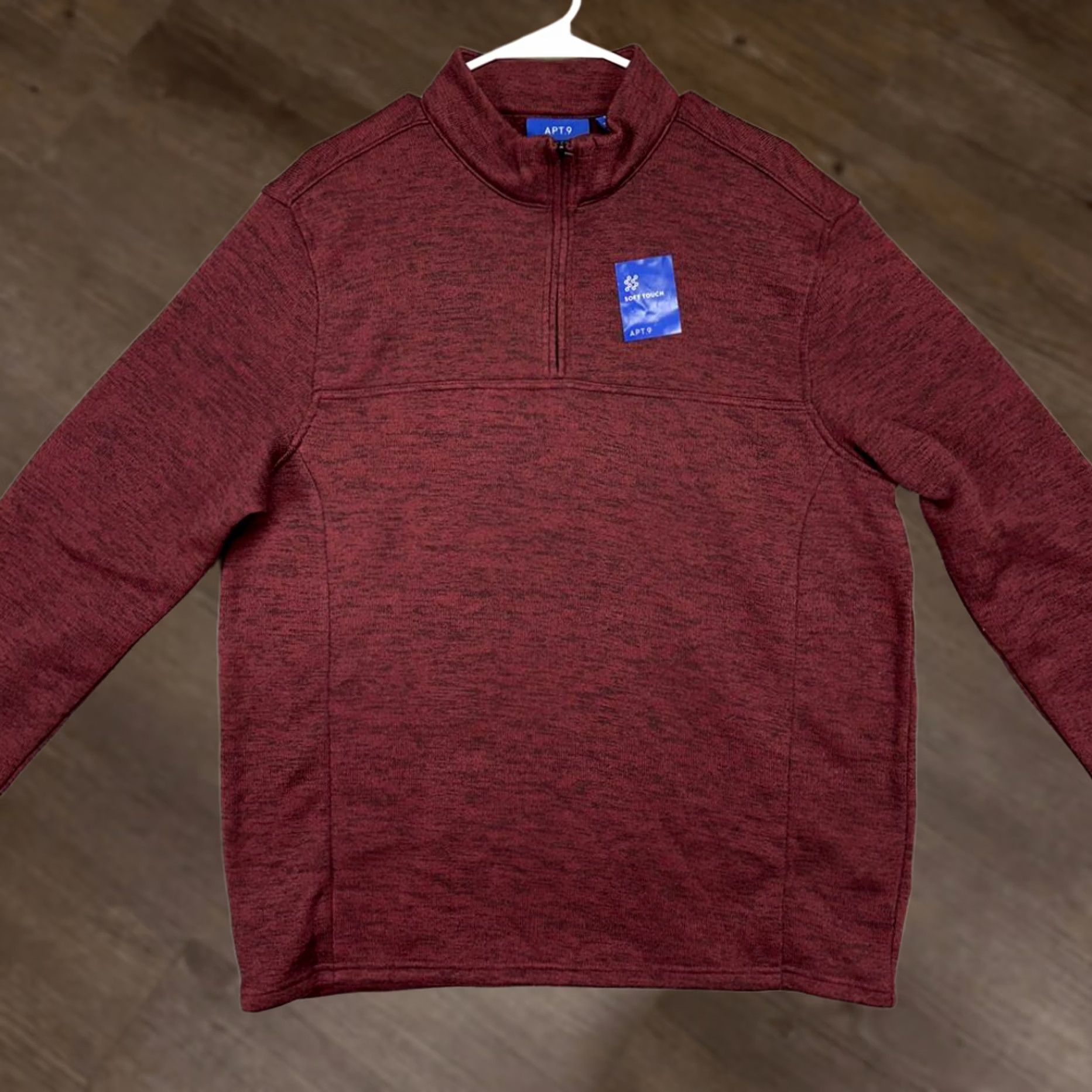 Apt. 9 VINTAGE? No. APT.9 Fleece Pullover Sweater Mens Large Maroon Quarter Zip 1/4 Zip Mock Neck Long Sleeve NEW Size US L / EU 52-54 / 3 - 1 Thumbnail