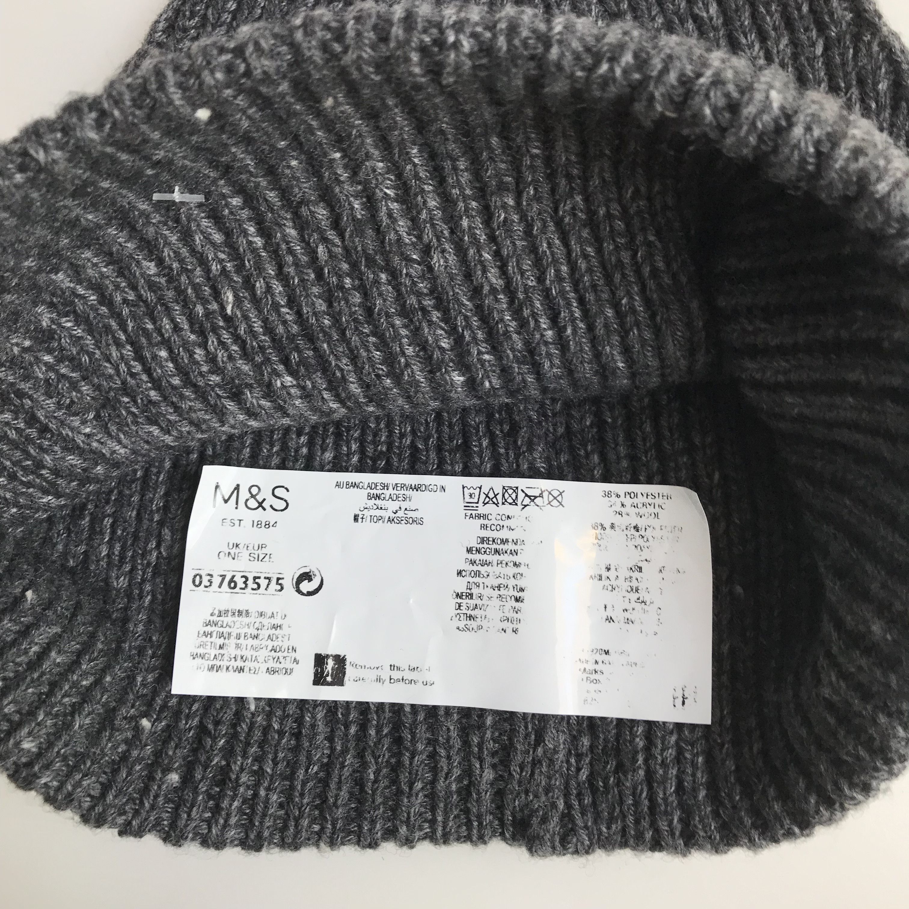 Marks & Spencer × Other UK Marks and spencer Uk Grey Charchoal knitted Beanie Size ONE SIZE - 5 Thumbnail