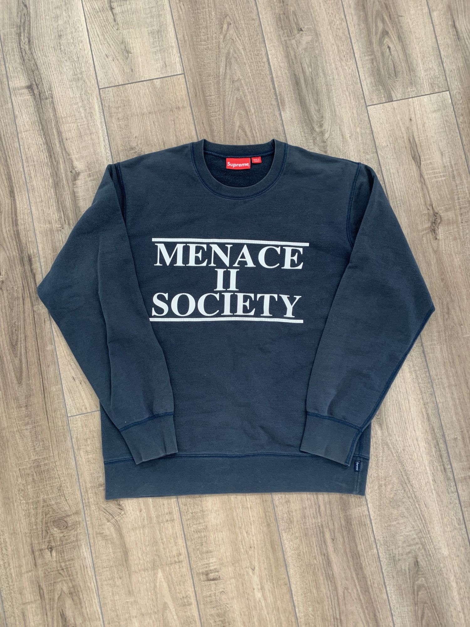 Supreme Menace 2 Society Crewneck Navy Faded
