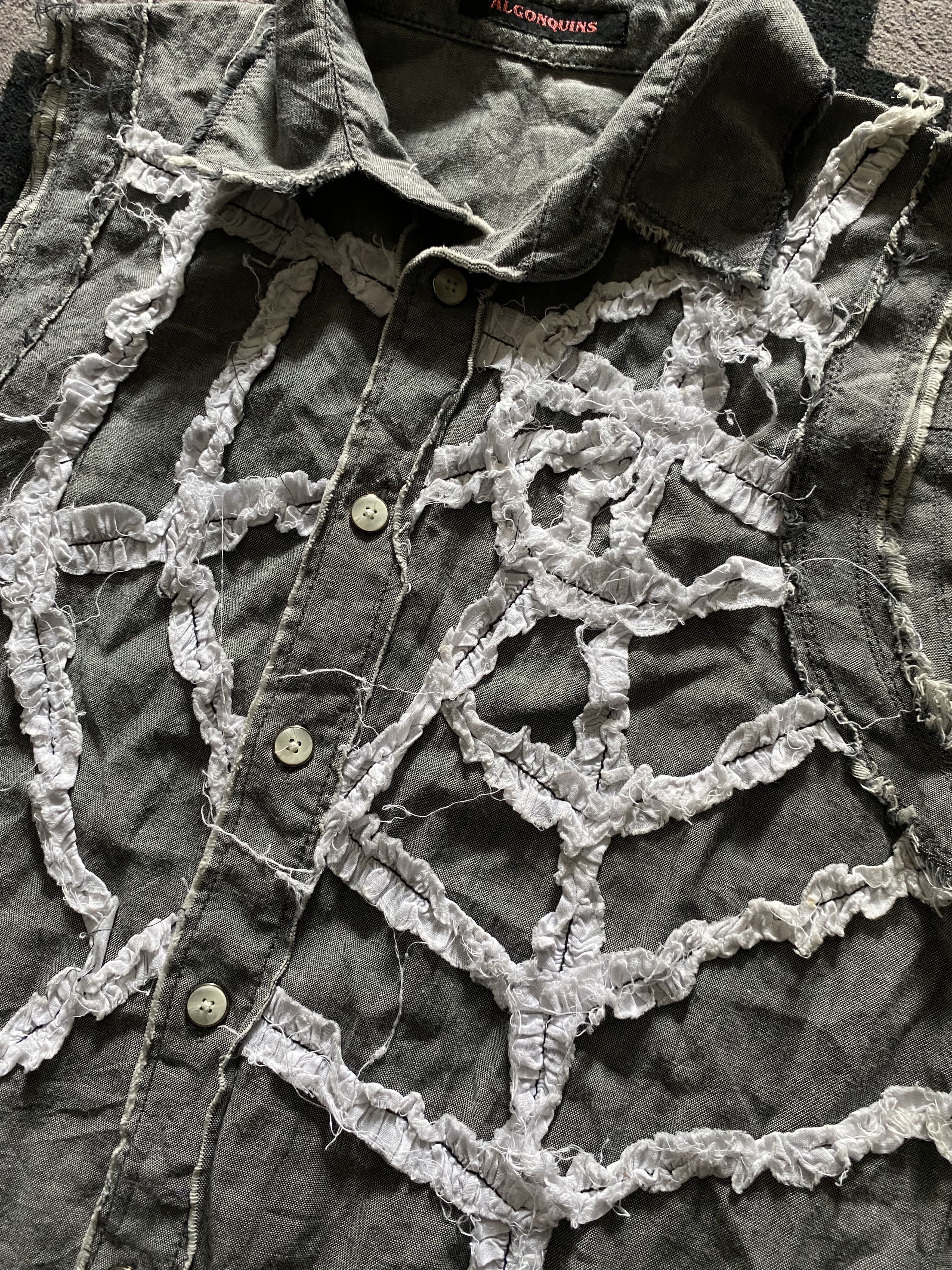 Japanese Brand algonquins patchwork spiderweb distressed button shirts Size US M / EU 48-50 / 2 - 4 Thumbnail