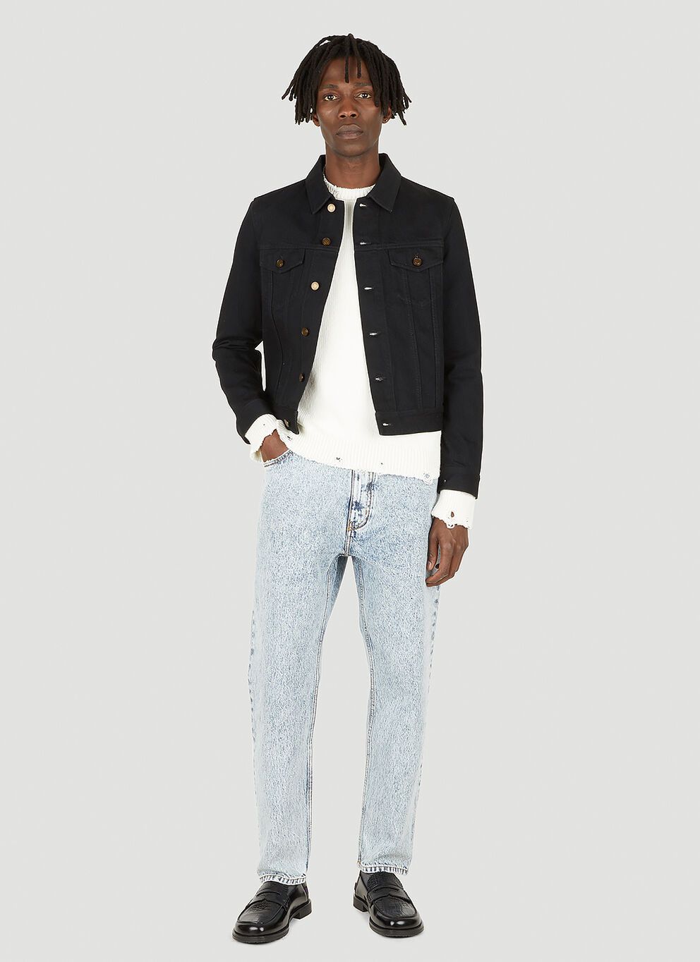 Saint Laurent Paris Black Classic Fitted Denim Trucker Jacket Size US L / EU 52-54 / 3 - 3 Thumbnail
