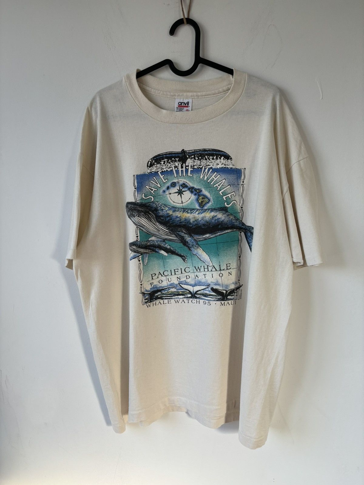 Anvil Vintage 90s Save The Whales Art Nature Tee Size US XL / EU 56 / 4 - 1 Thumbnail