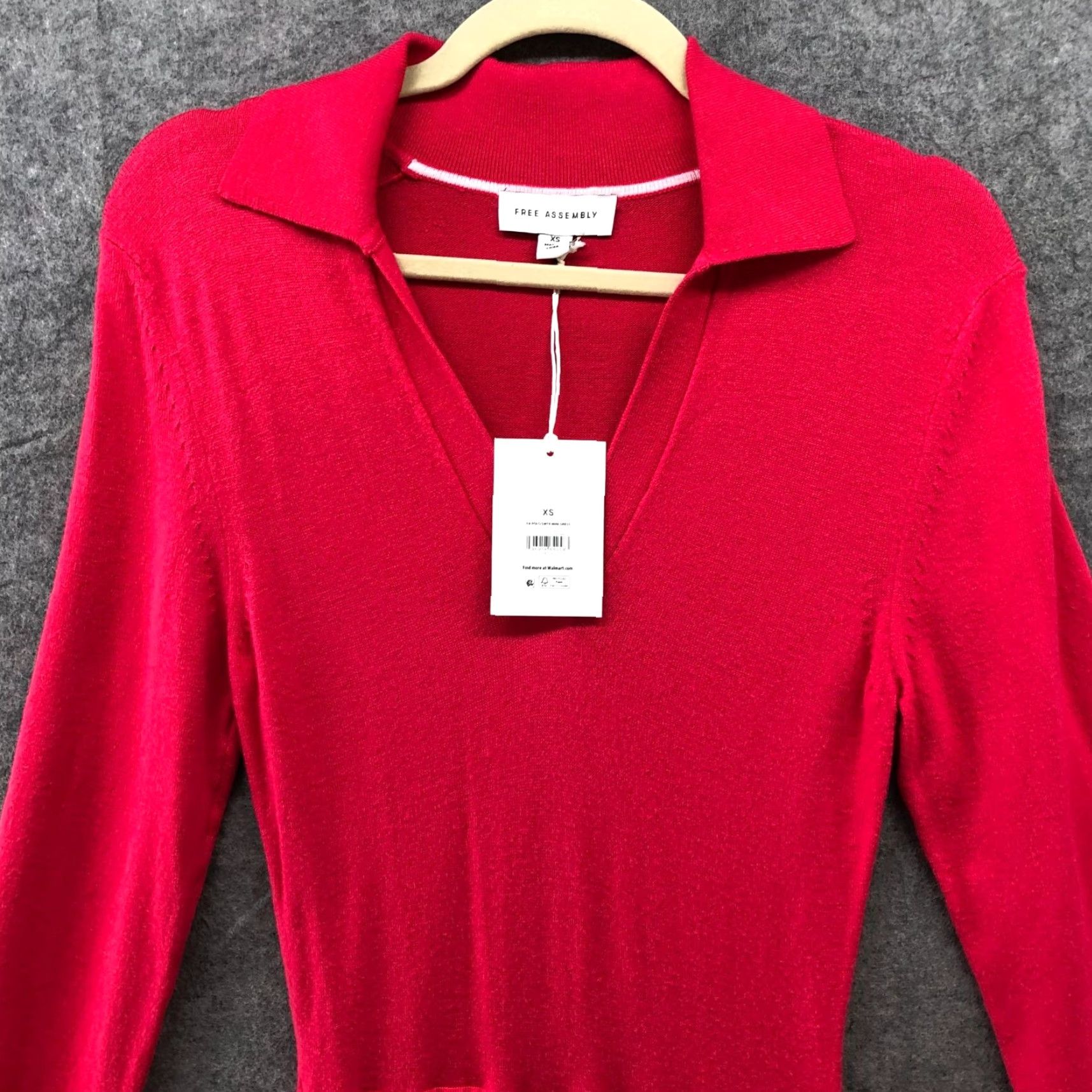 Vintage NWT Free Assembly Sweater Dress XS Pink Collared A-Line Fit & Flare Stretch Dress WomensXS Pink Collared A-Line Size XS / US 0-2 / IT 36-38 - 3 Thumbnail