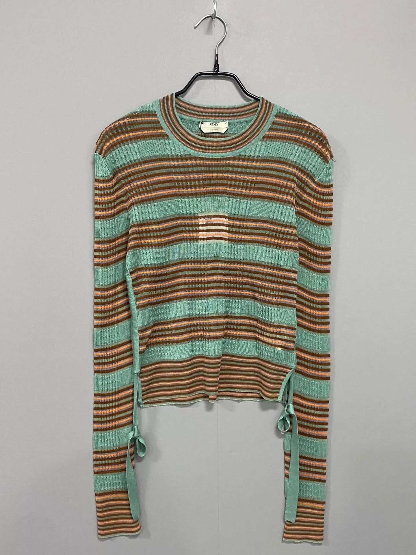 Fendi FENDI Women's Striped Silk Knit Top 38 Size XS / US 0-2 / IT 36-38 - 1 Thumbnail