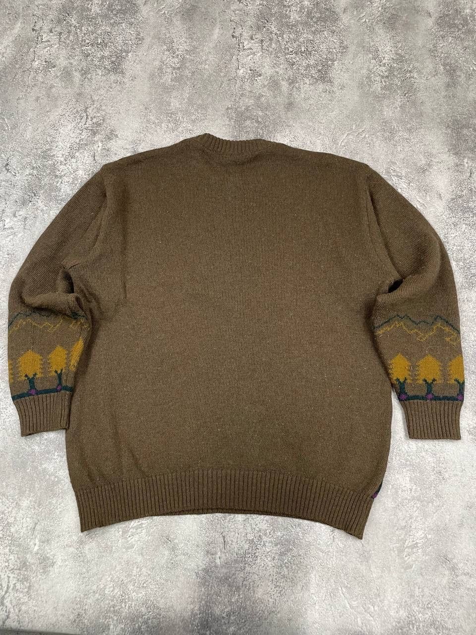 Vintage Vintage Knit Sweater Brown Patterned Crewneck Jumper Wool Size US XL / EU 56 / 4 - 6 Thumbnail