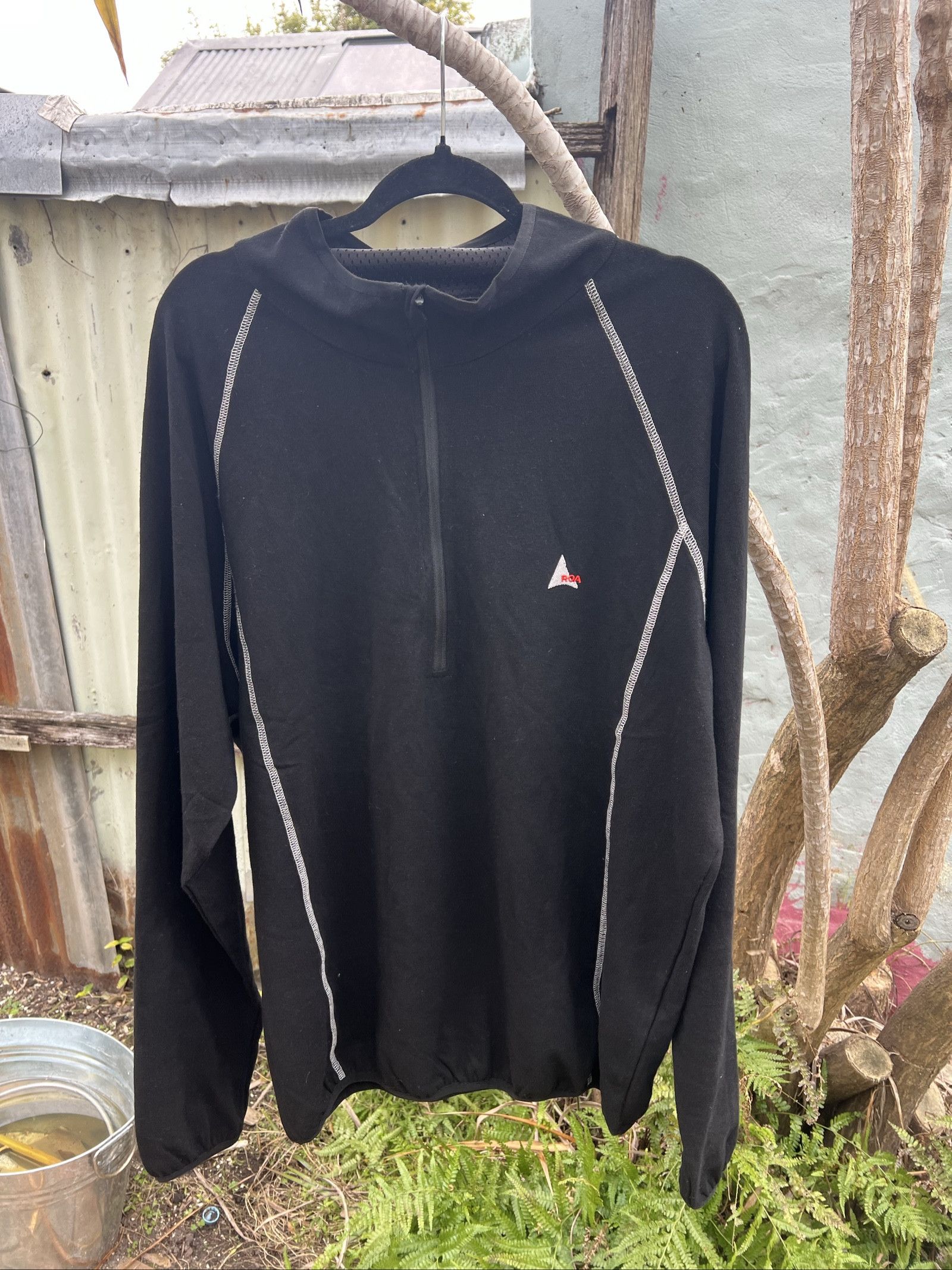 Roa Black Mens Long Sleeve Half Zip Sports Top Large