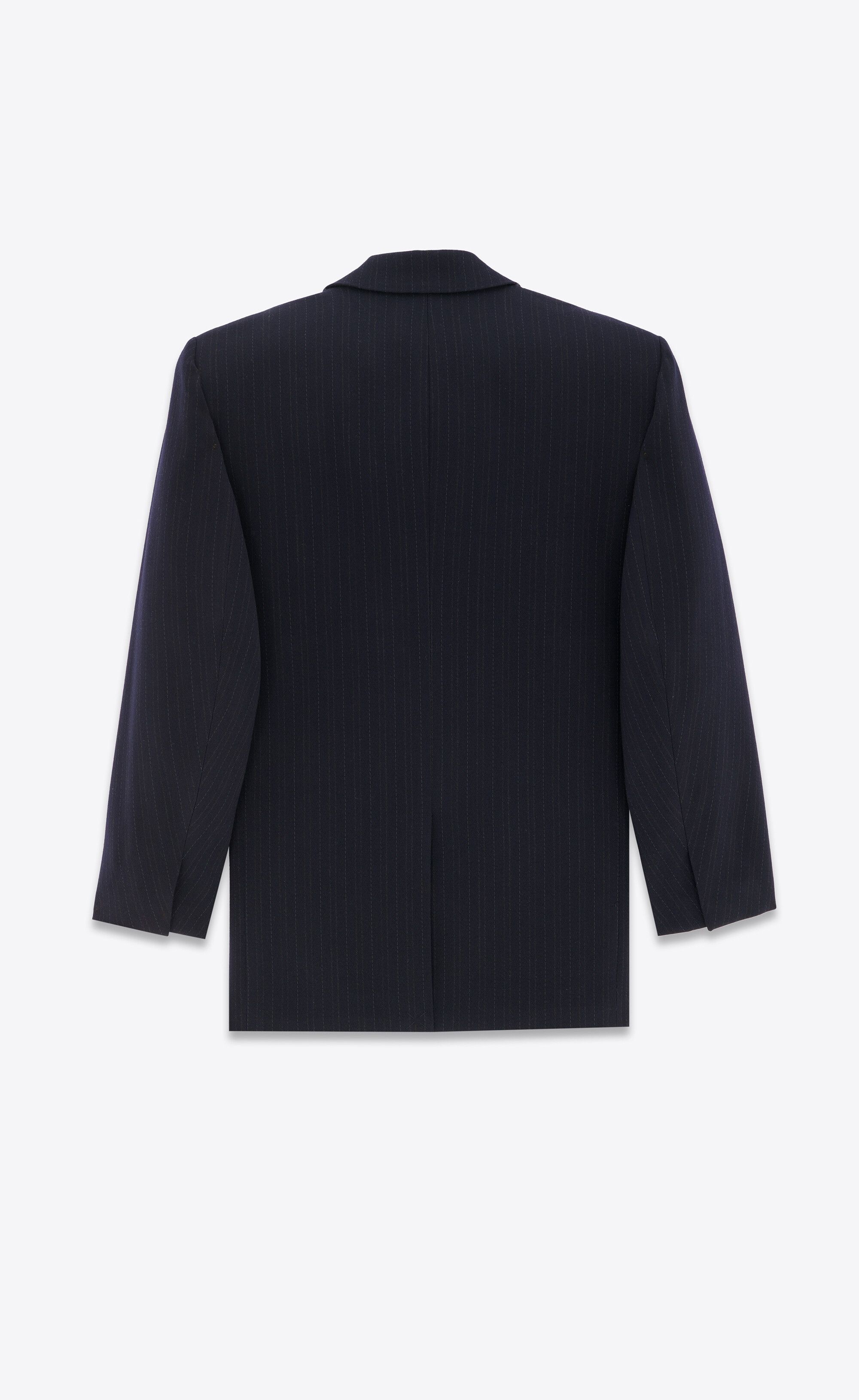 Saint Laurent Paris o1bcso1str0125 Oversized Jacket In Striped Wool in Black Size US S / EU 44-46 / 1 - 3 Thumbnail