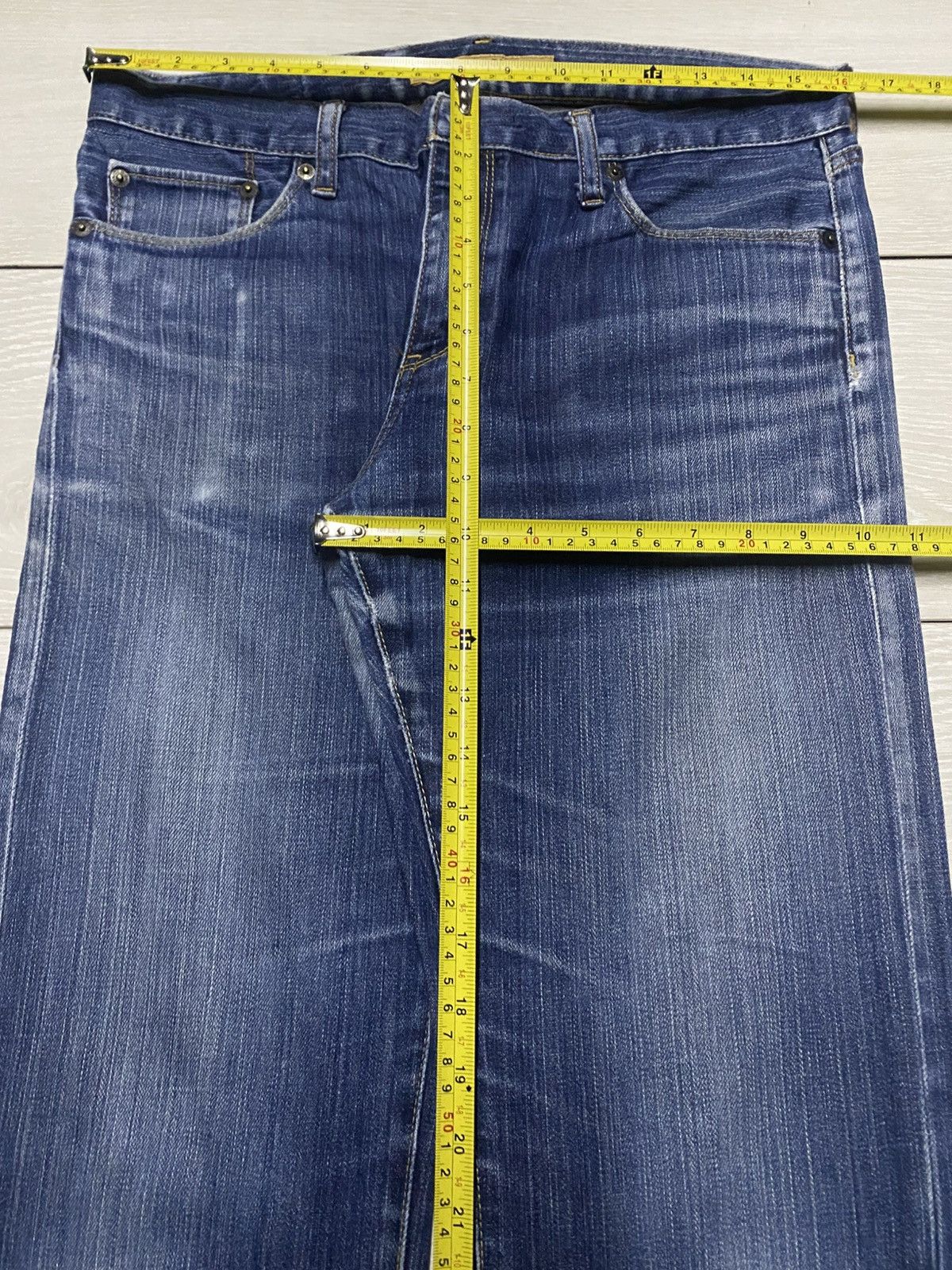 Japanese Brand Vintage Uniqlo S001 Blue Wash Straigt Slim Jeans Size US 32 / EU 48 - 10 Thumbnail