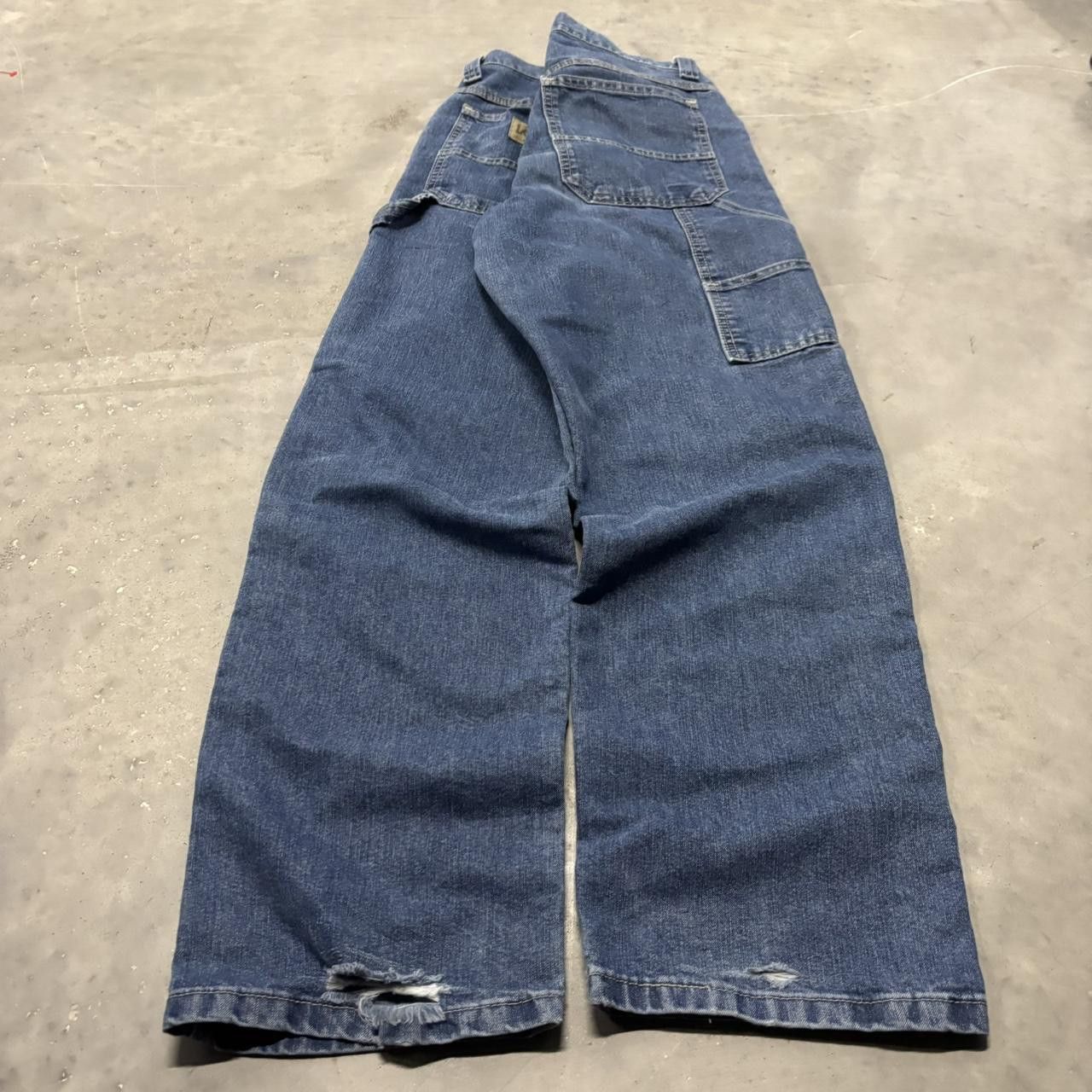 Japanese Brand × Vintage Crazy Vintage Y2K/2000s Dark Blue Wash Carpenter Denim Jeans! Size US 28 / EU 44 - 4 Thumbnail