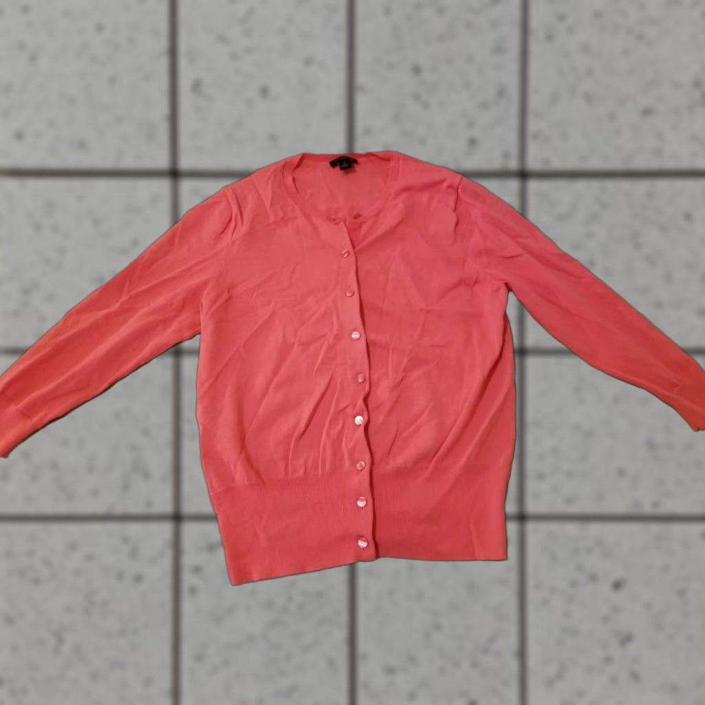 Ann Taylor Womens Ann Taylor Cardigan Sweater Jacket S Small Pink Salmon Sweater Jacket Women Small Pink Salmon Size S / US 4 / IT 40 - 1 Thumbnail
