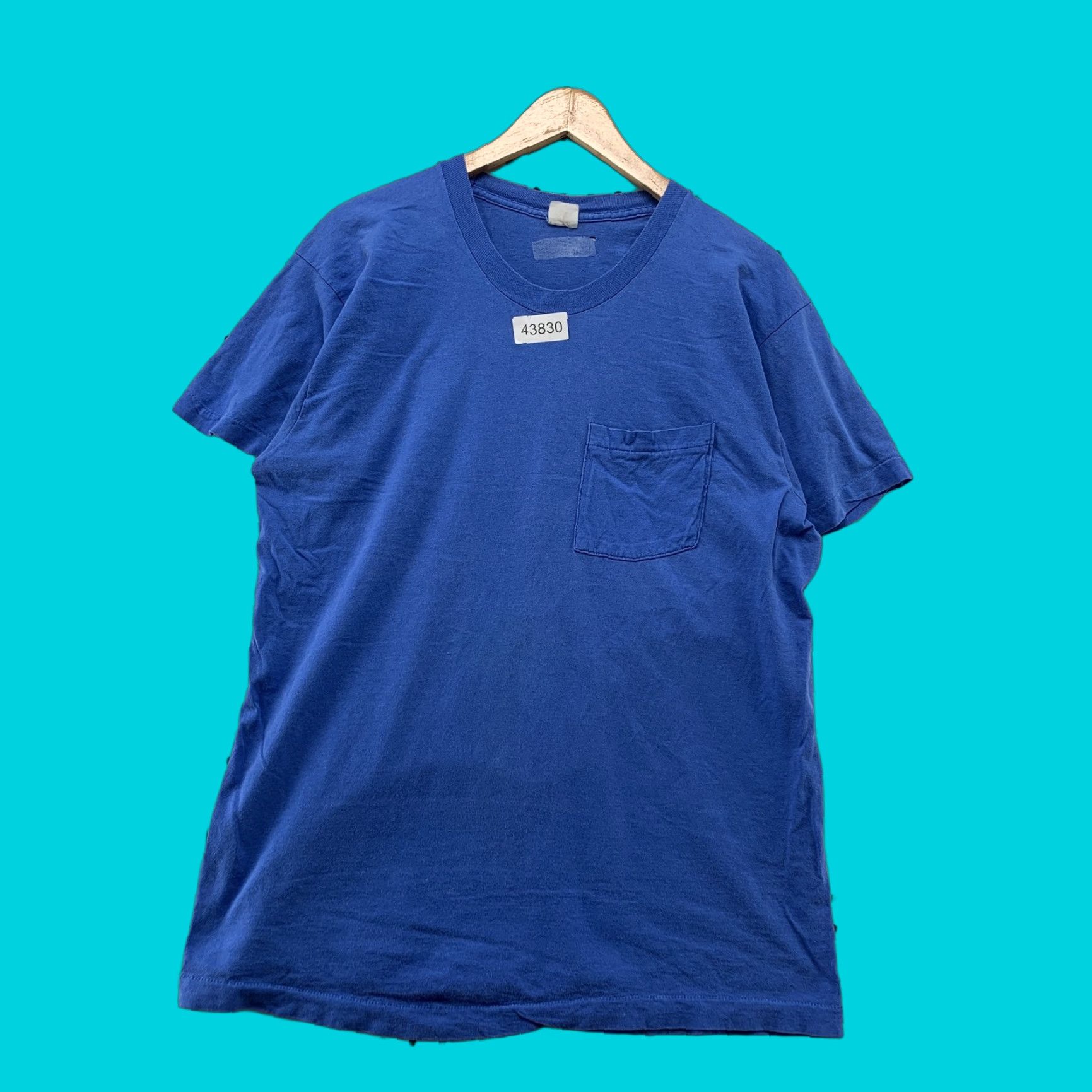 Vintage VTG 80s Blue Pocket Shirt Mens Large Blue Single Stitch Made USA Shirt Adult Large Blue Pocket Shirt 80s Mens Size US L / EU 52-54 / 3 - 1 Thumbnail