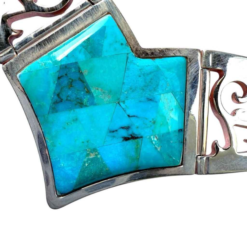 Vintage JAY KING DTR Mine Finds Genuine Turquoise Gemstone Copper Rose Gold Tone Bib Statement Necklace Designer Jewelry Size ONE SIZE - 2 Thumbnail
