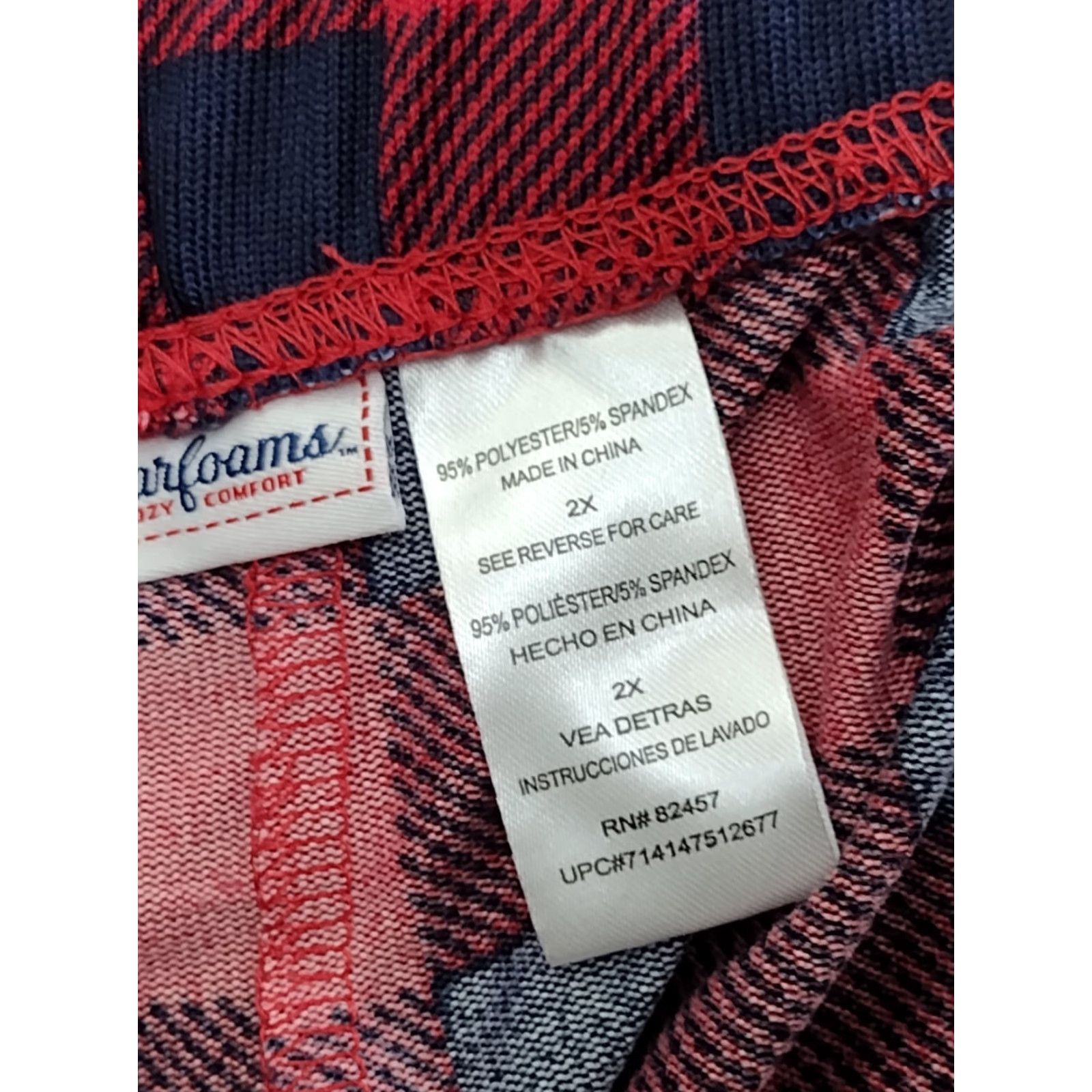 Vintage Dearfoams Men's Red & Black Plaid Pajama Pants 2XL Lounge Pants with Pockets, Holiday Flannel Blended Fabric Shirt Size US 39 - 5 Thumbnail