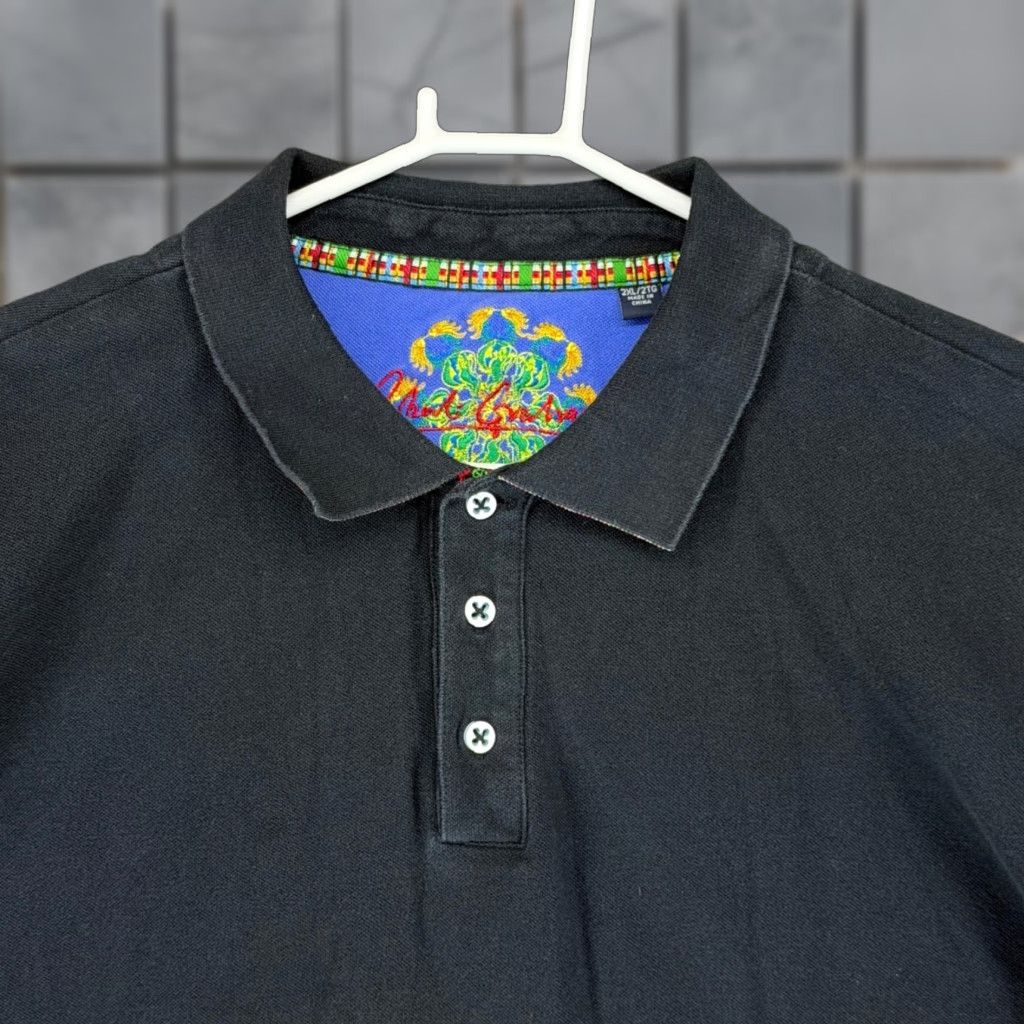 Robert Graham Robert Graham Mens Black Short Sleeve Polo Shirt Tonal Floral Embroidery 2XL Size US XXL / EU 58 / 5 - 1 Thumbnail