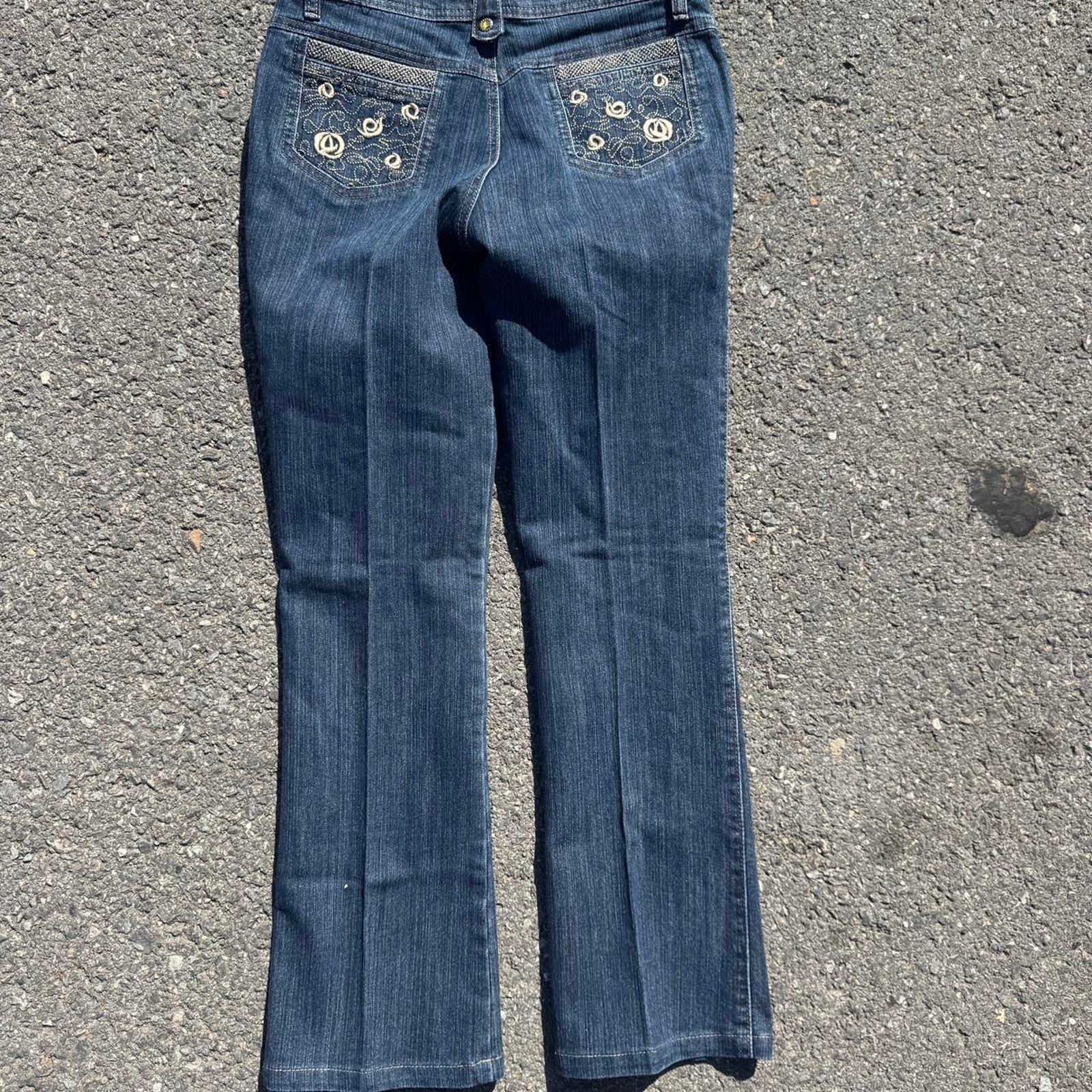 Other Y2K Bell Bottom Jeans Asian Design & Rhinestones – Size 28 Size 28" / US 6 / IT 42 - 1 Thumbnail