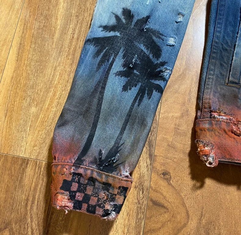 Amiri palm tree rendering distressed jacket