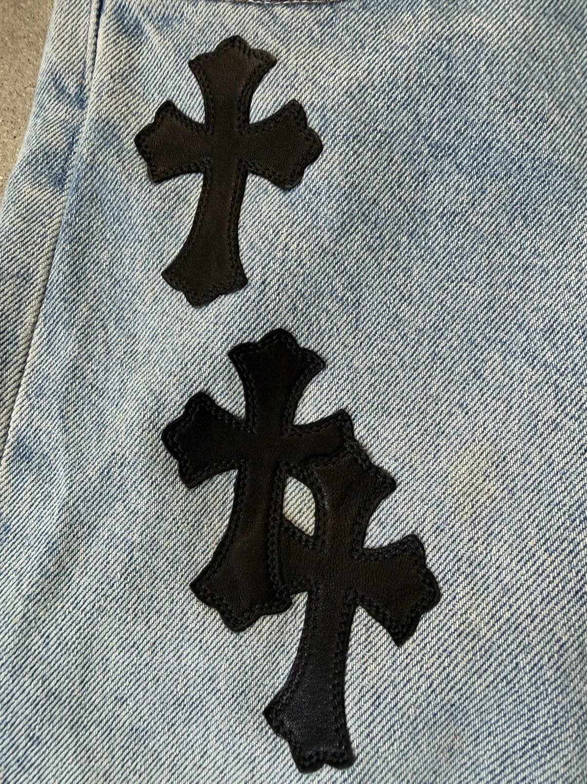 Chrome Hearts CHROME HEARTS CELEBRITY WEEKND 13 LEATHER CROSS LEVIS JEANS Size US 33 - 13 Thumbnail