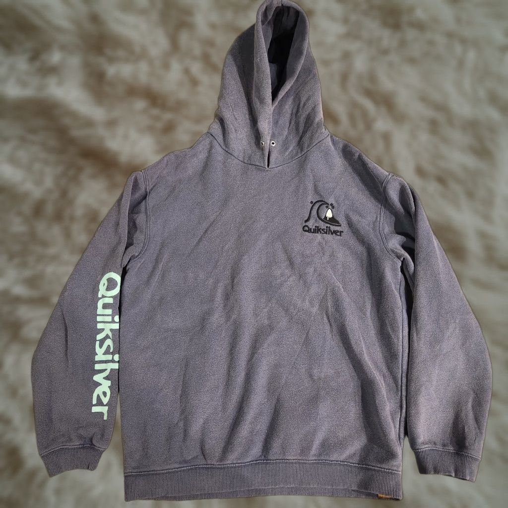 Quiksilver Quiksilver Hoodie 50th Anniversary Mens Medium Blue Embroidered Retro Surfer Shirt Sweatshirt Pullover Hooded Graphic Print Logo Crew Neck Knit Cotton Size US M / EU 48-50 / 2 - 1 Thumbnail