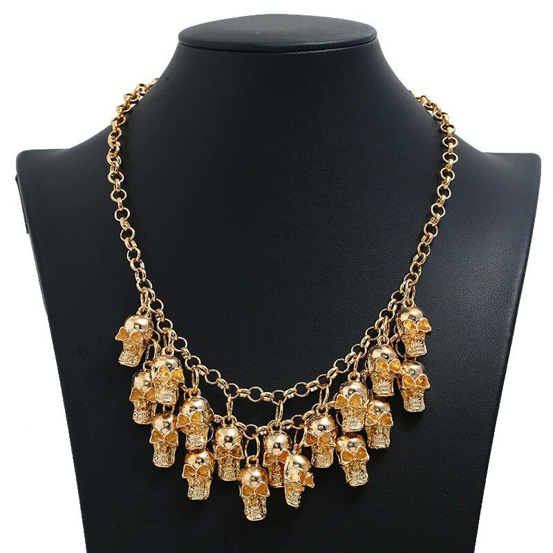 Other 48cm Punk Skull SkeletonLayered Chain Choker Necklace Size ONE SIZE - 1 Thumbnail