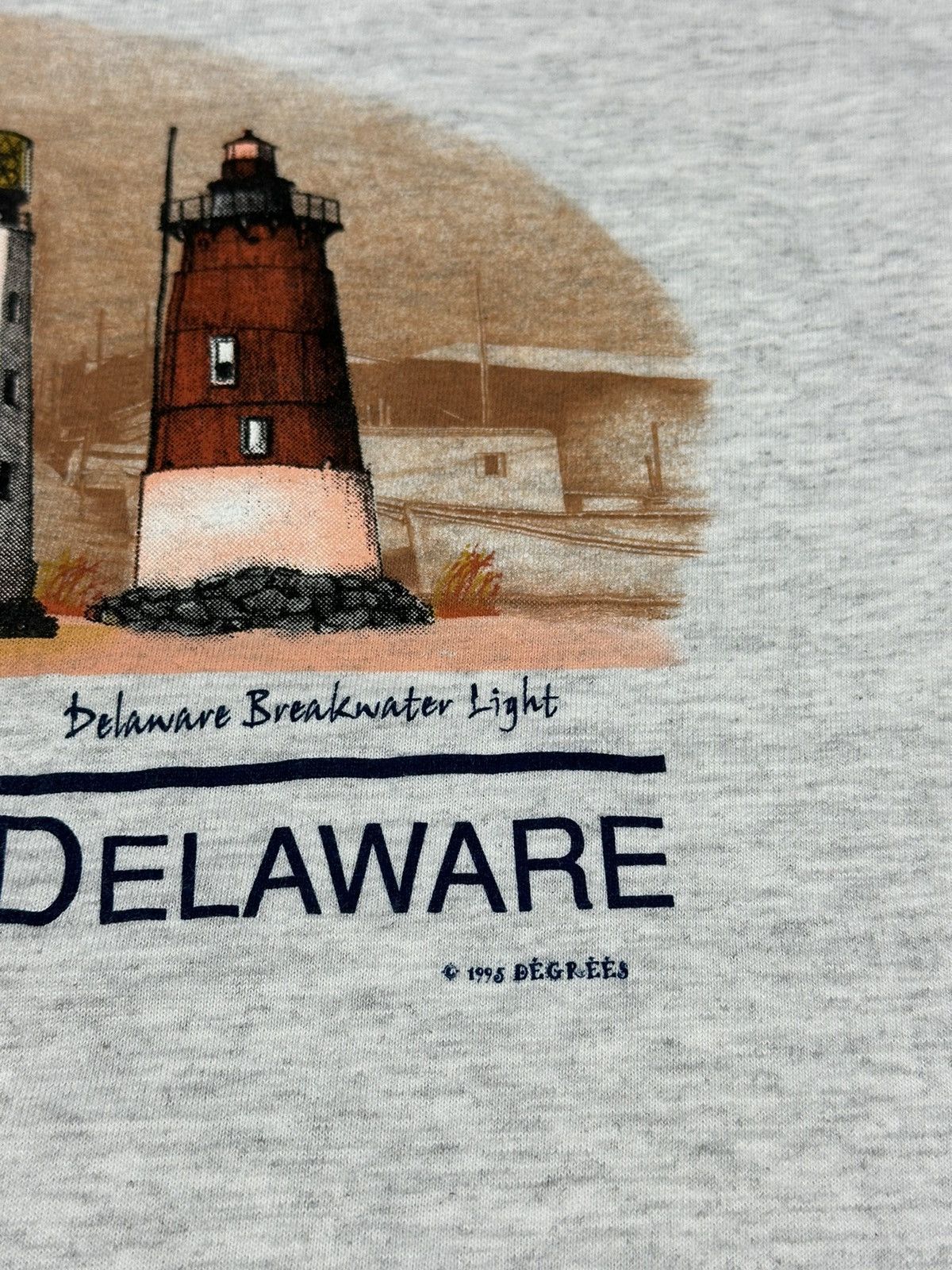 Anvil Vintage Lighthouses Of Delaware T Shirt Single Stitch 1995 Size US XL / EU 56 / 4 - 5 Thumbnail