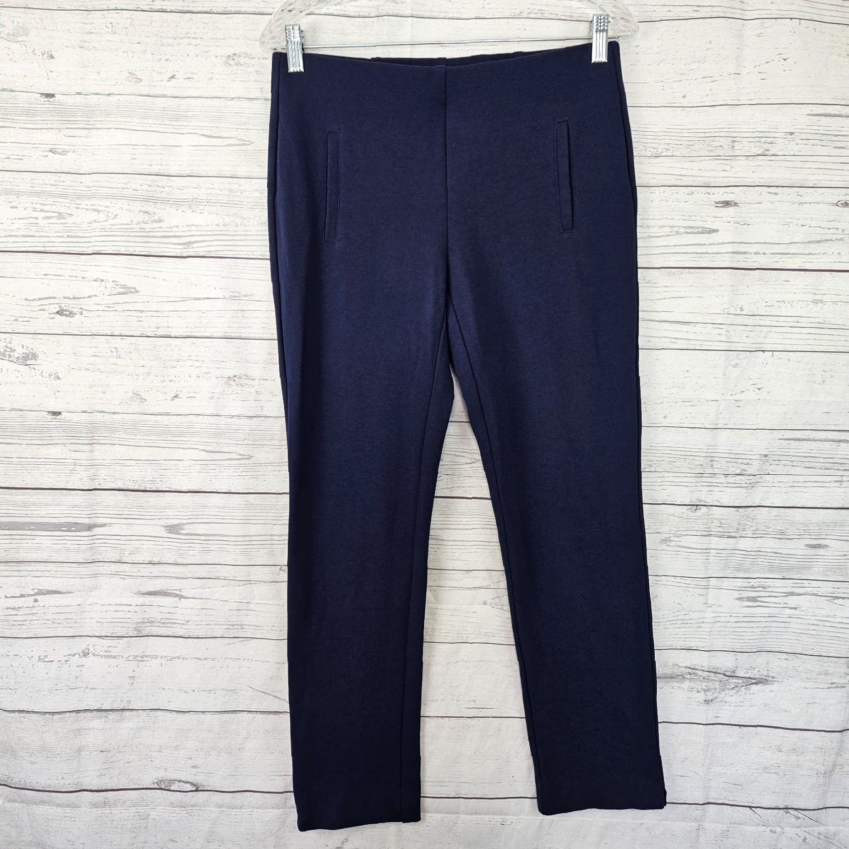 Vintage VINTAGE? No, it's not vintage. Chico's women's ankle pants size 4 blue pull on mid rise knit ponte pants Size 27" / US 4 / IT 40 - 2 Thumbnail
