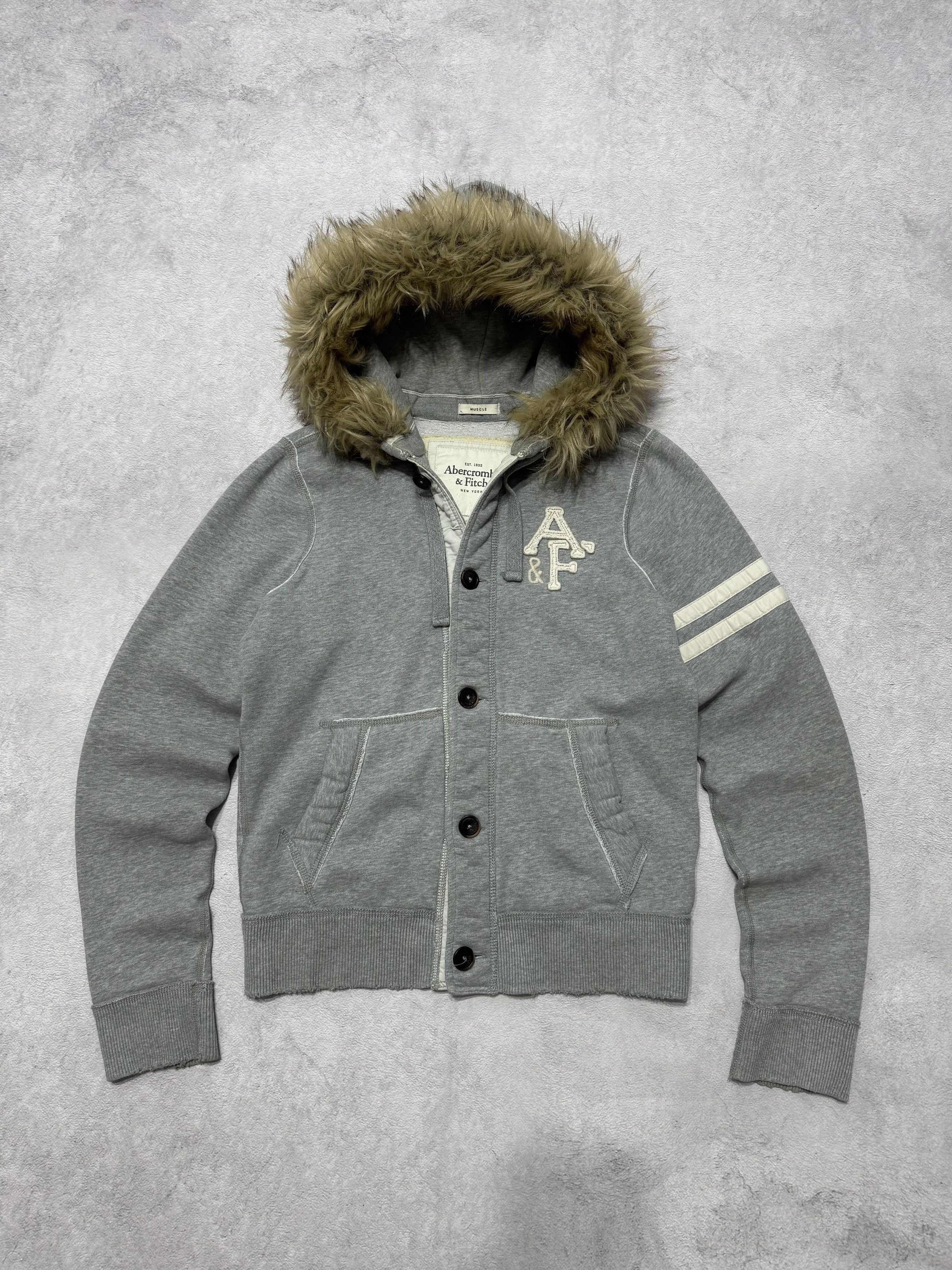 Abercrombie & Fitch 2000s Vintage Abercrombie & Fitch Button-Up Fur Hoodie Size US S / EU 44-46 / 1 - 5 Thumbnail