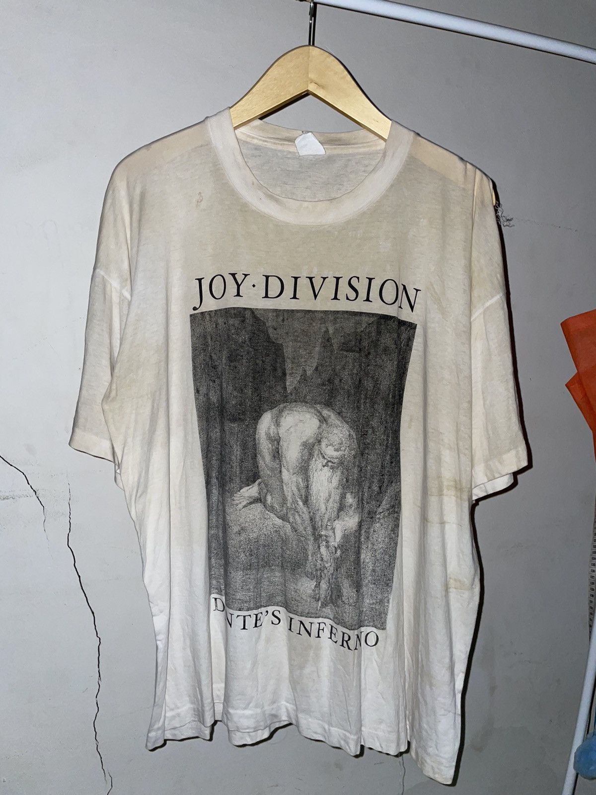 T-shirt Vintage Joy Division 'Dantes Inferno' - Années 80 - Taille XL Noir - Coton - Occasion Très Bon État