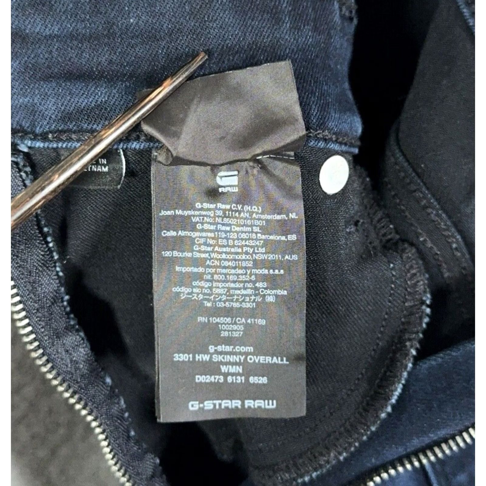 G-Star G-Star 3301 HW Skinny Overalls Womens Medium Blue Denim Bibs Dungarees Jeans Size 32" / US 10 / IT 46 - 5 Thumbnail