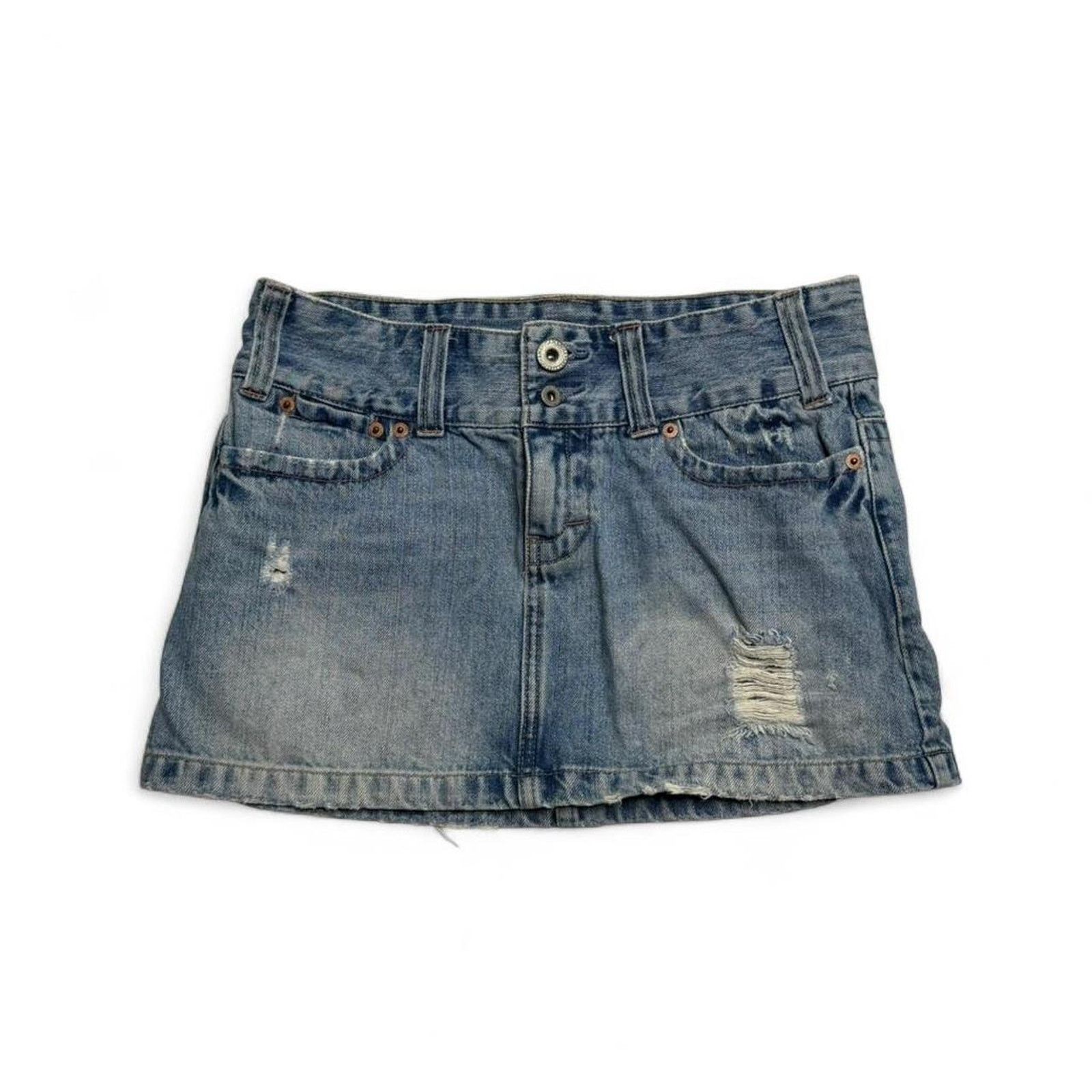 American Eagle Outfitters American Eagle Super Low Rise Micro Mini denim Skirt size 2 Size 26" / US 2 / IT 38 - 1 Thumbnail