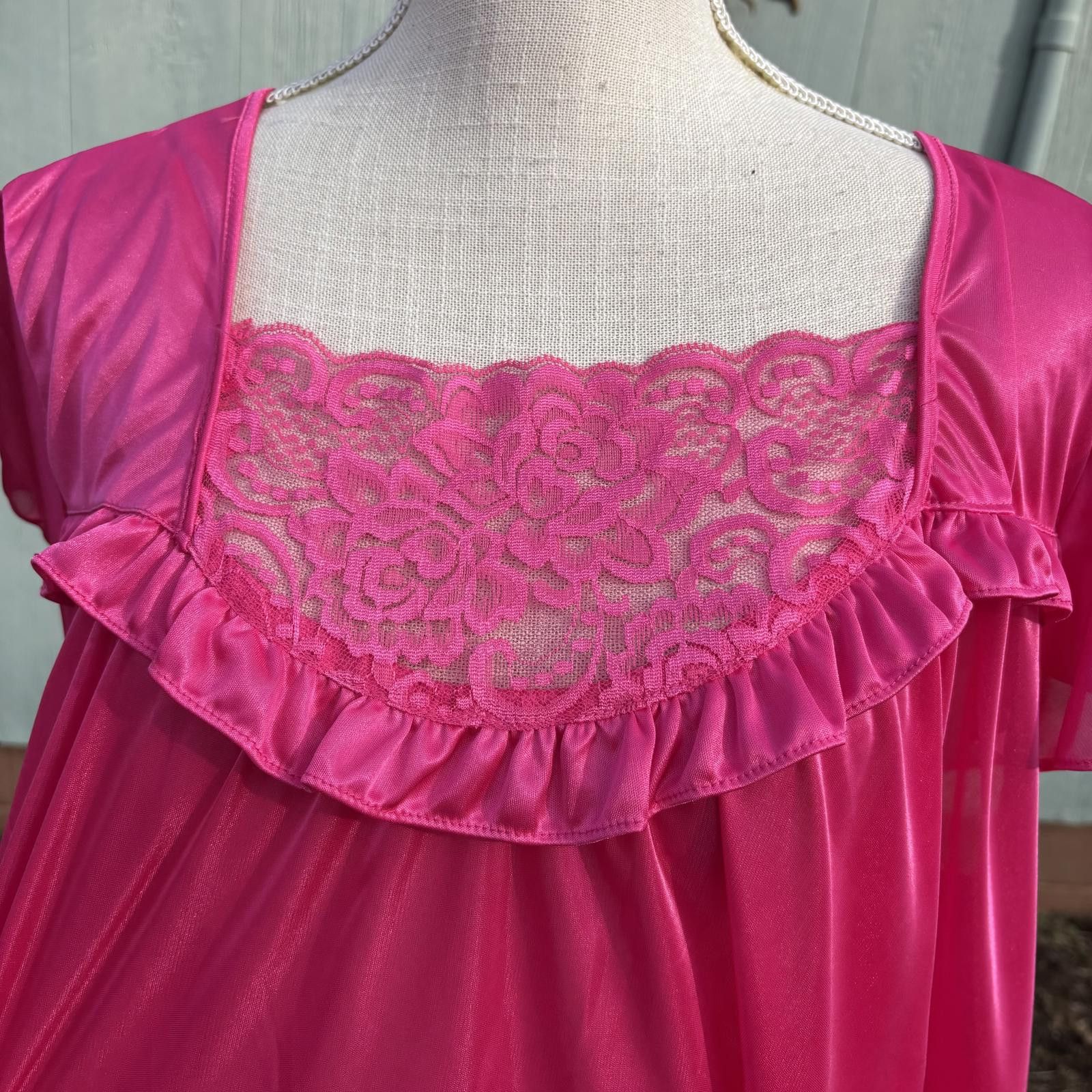 Other Vtg 90s Lati Fashions hot pink nightgown sz XL Size ONE SIZE - 3 Thumbnail
