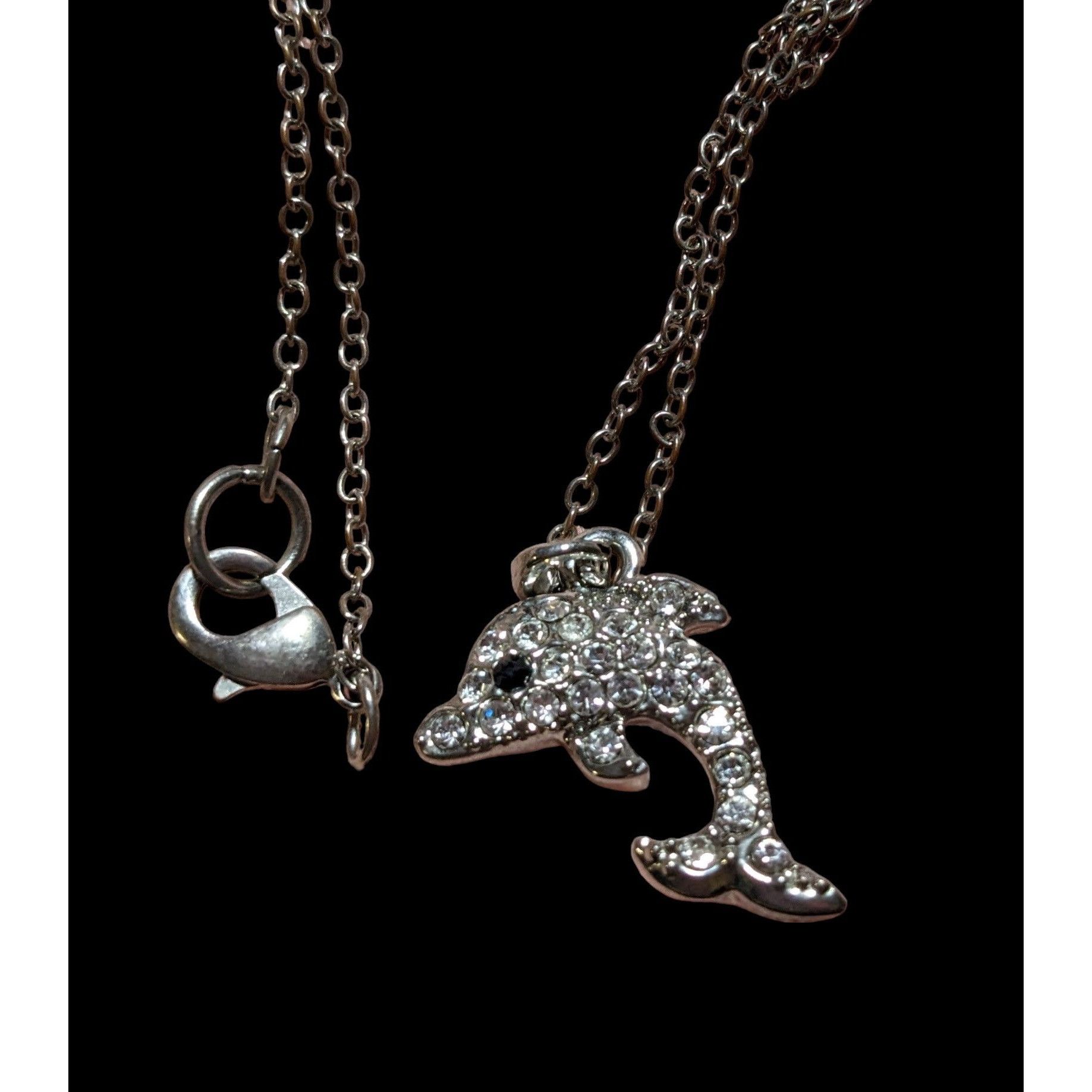 Other Reversible Silver Rhinestone Dolphin Necklace Size ONE SIZE - 5 Thumbnail
