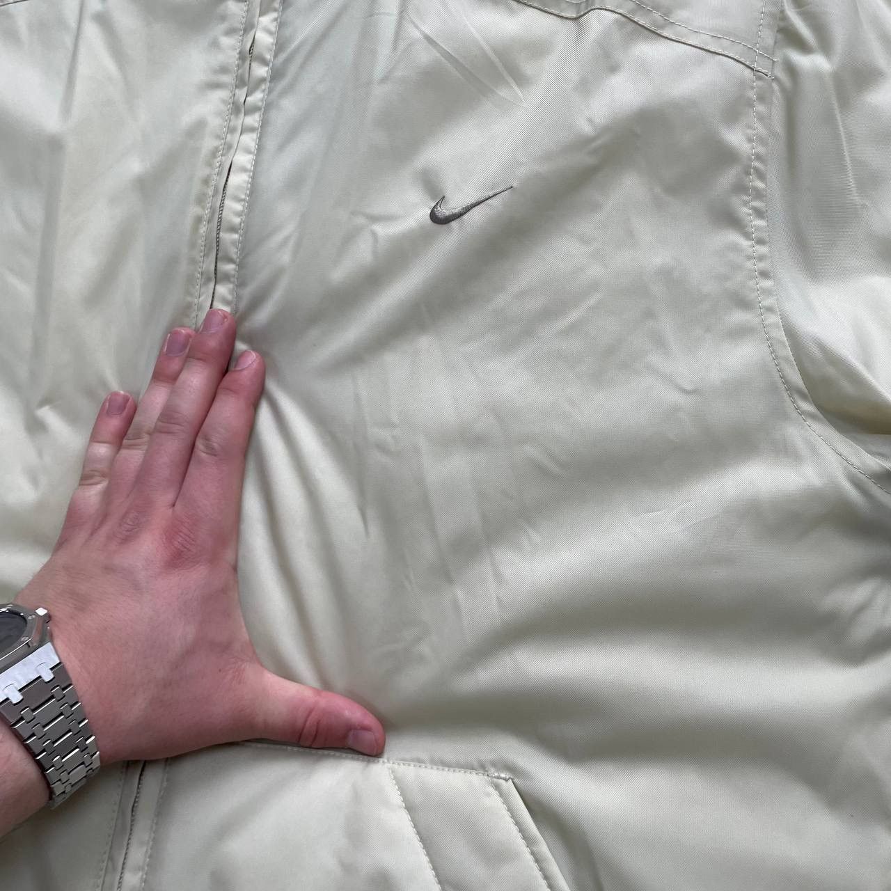 Nike × Vintage Vintage 2000s Nike Nylon Puffer Y2K Jacket Beige Size S Size US S / EU 44-46 / 1 - 10 Thumbnail