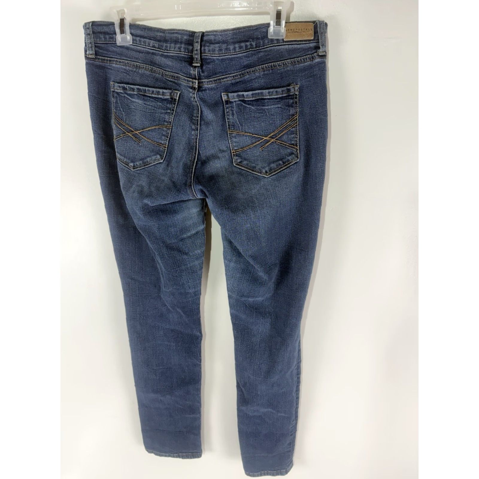 Vintage Aeropostale Skinny Jeans Womens 10Reg Dk Faded Wash W-Whiskers Size 32" / US 10 / IT 46 - 4 Thumbnail