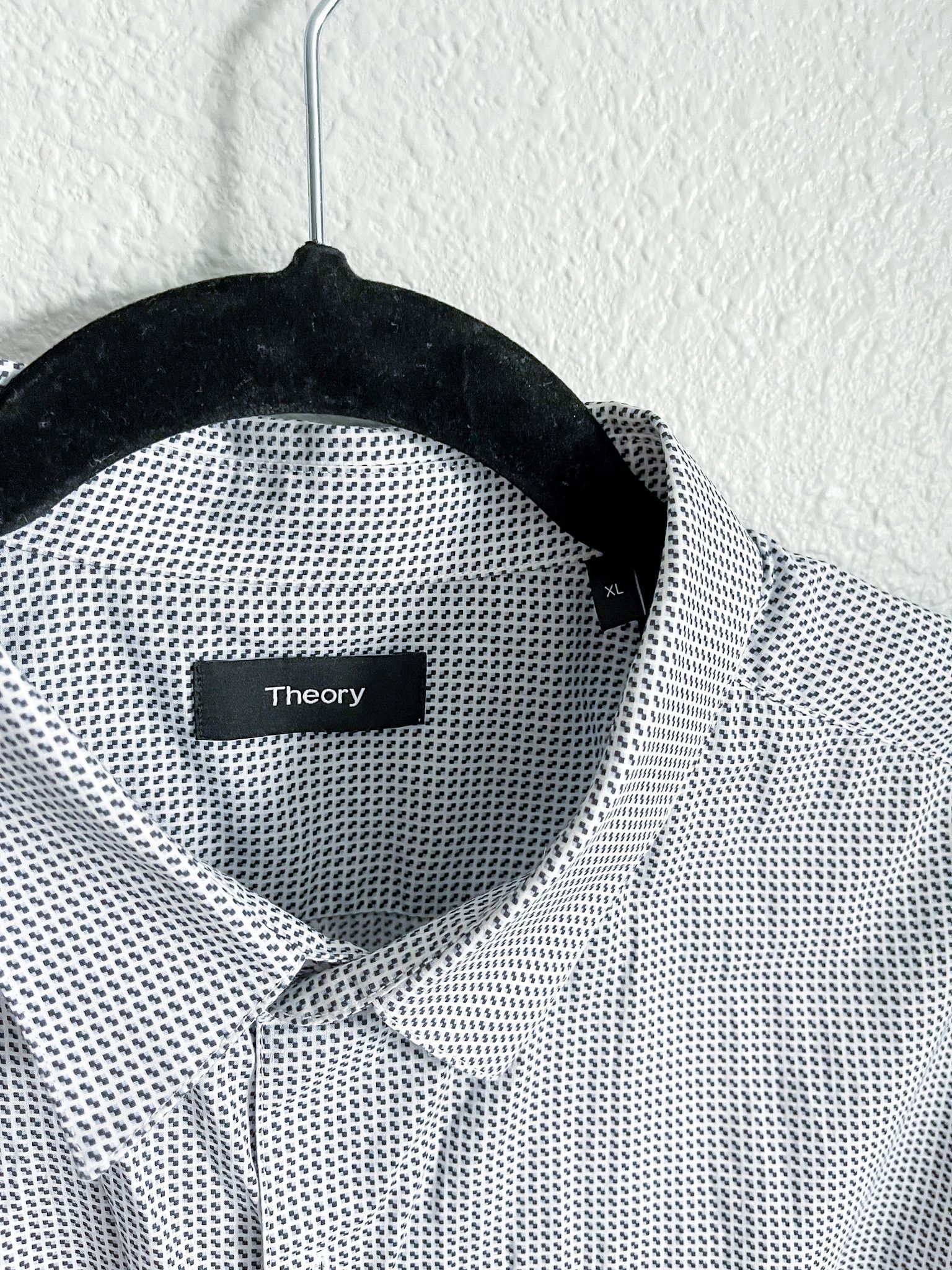 Theory Theory White & Blue Grid Button Up Shirt Size US XL / EU 56 / 4 - 2 Thumbnail