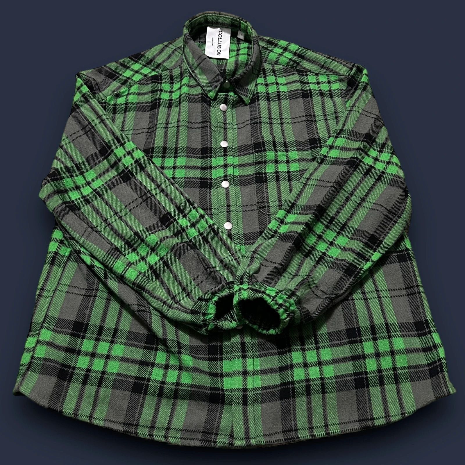 Asos Neon Green Checkered Flannel Jacket