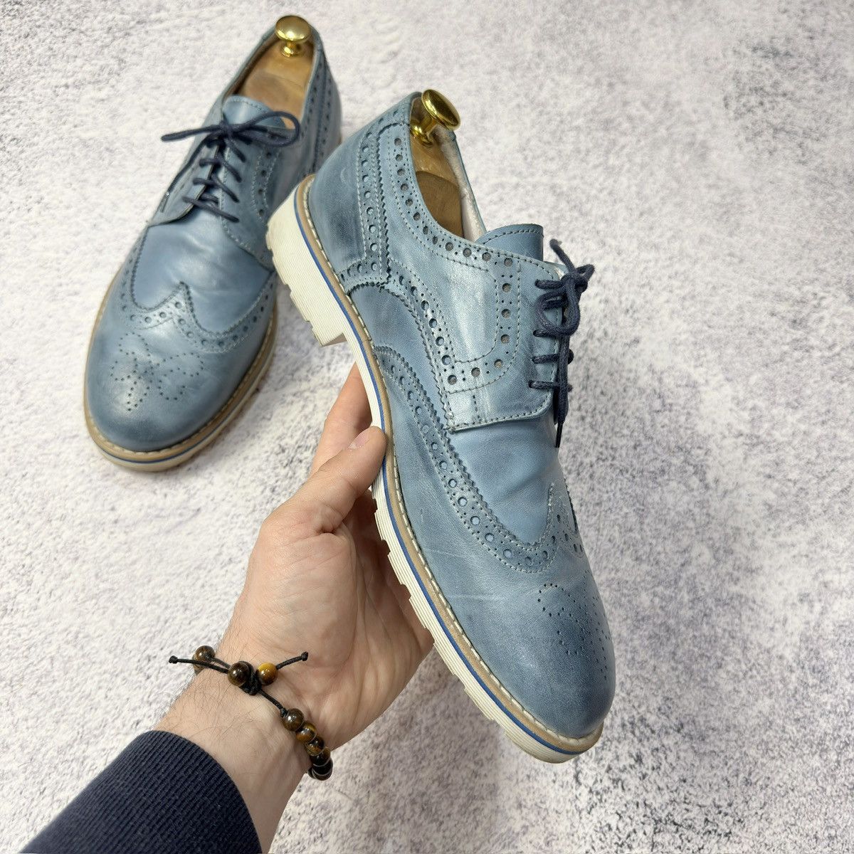 Other SF Esseffe Italy Mens Blue Leather Brogues US10 UK9 EU43 Size US 10 / EU 43 - 6 Thumbnail
