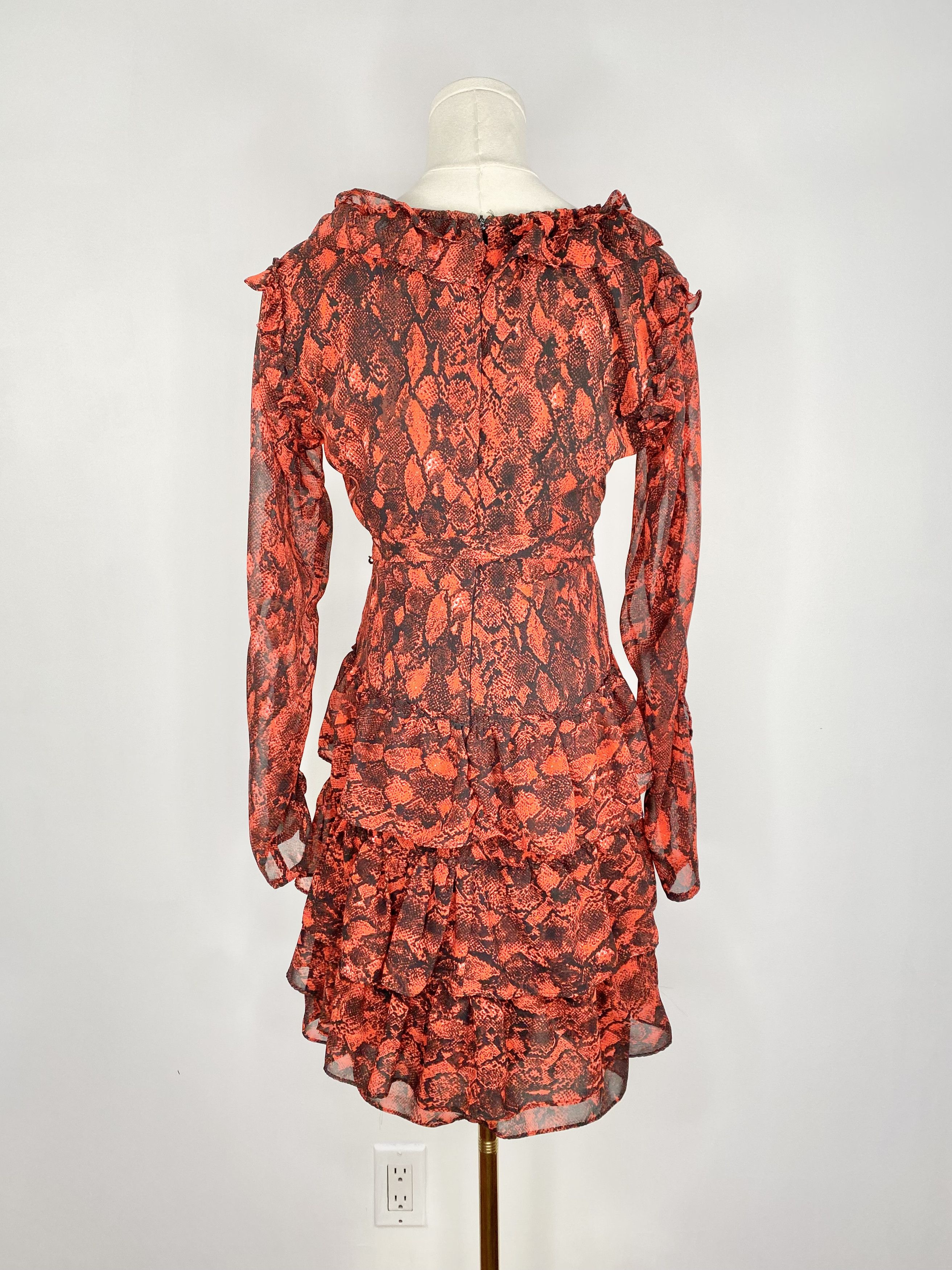 Dolls Kill Buffalo, David Bitton - Red Snake Print Dress Size S / US 4 / IT 40 - 6 Thumbnail