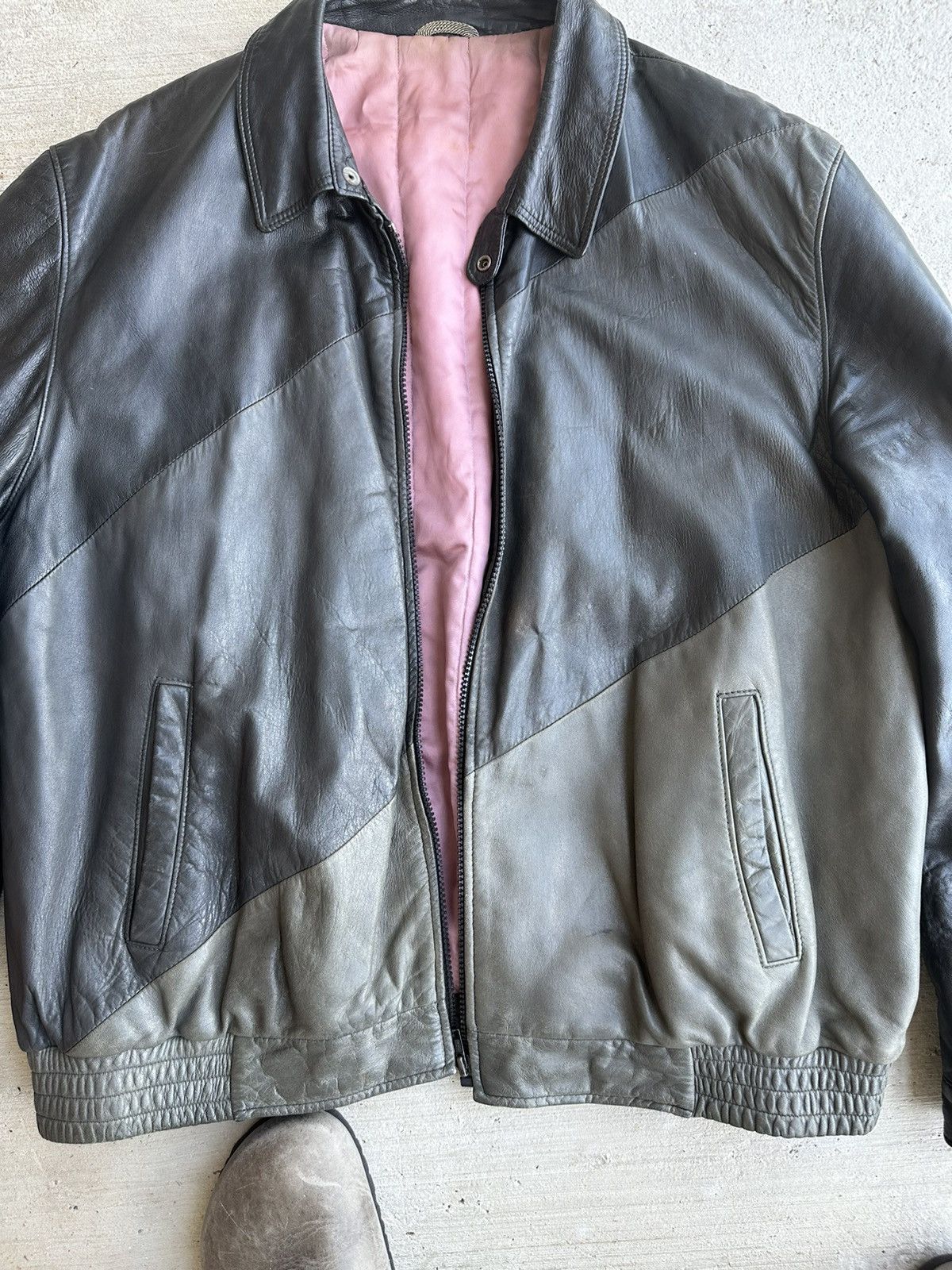 Vintage Vintage Leighton Striped Panel Leather Jacket Size US L / EU 52-54 / 3 - 2 Thumbnail